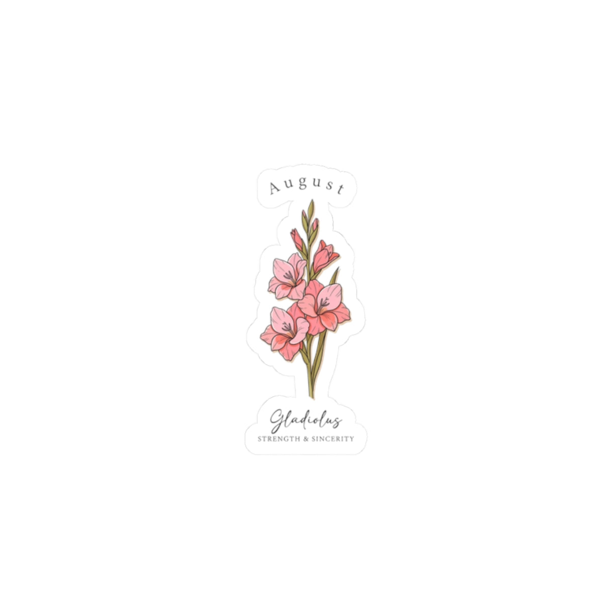 August Gladiolus Birth Flower Sticker | Botanical, Watercolor, Personalized Name