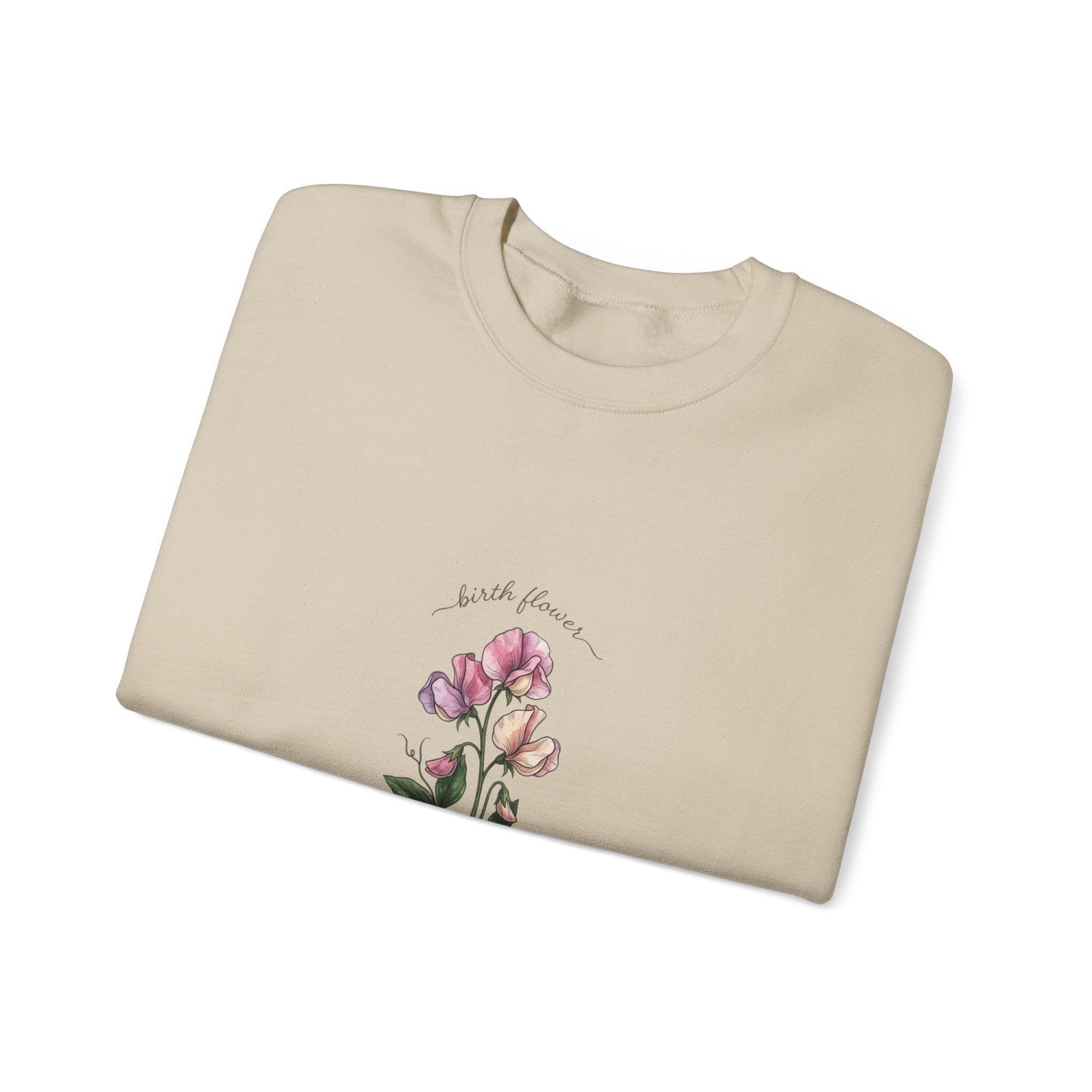 Personalized Birth Flower Sweatshirt | Botanical Watercolor, Custom Name