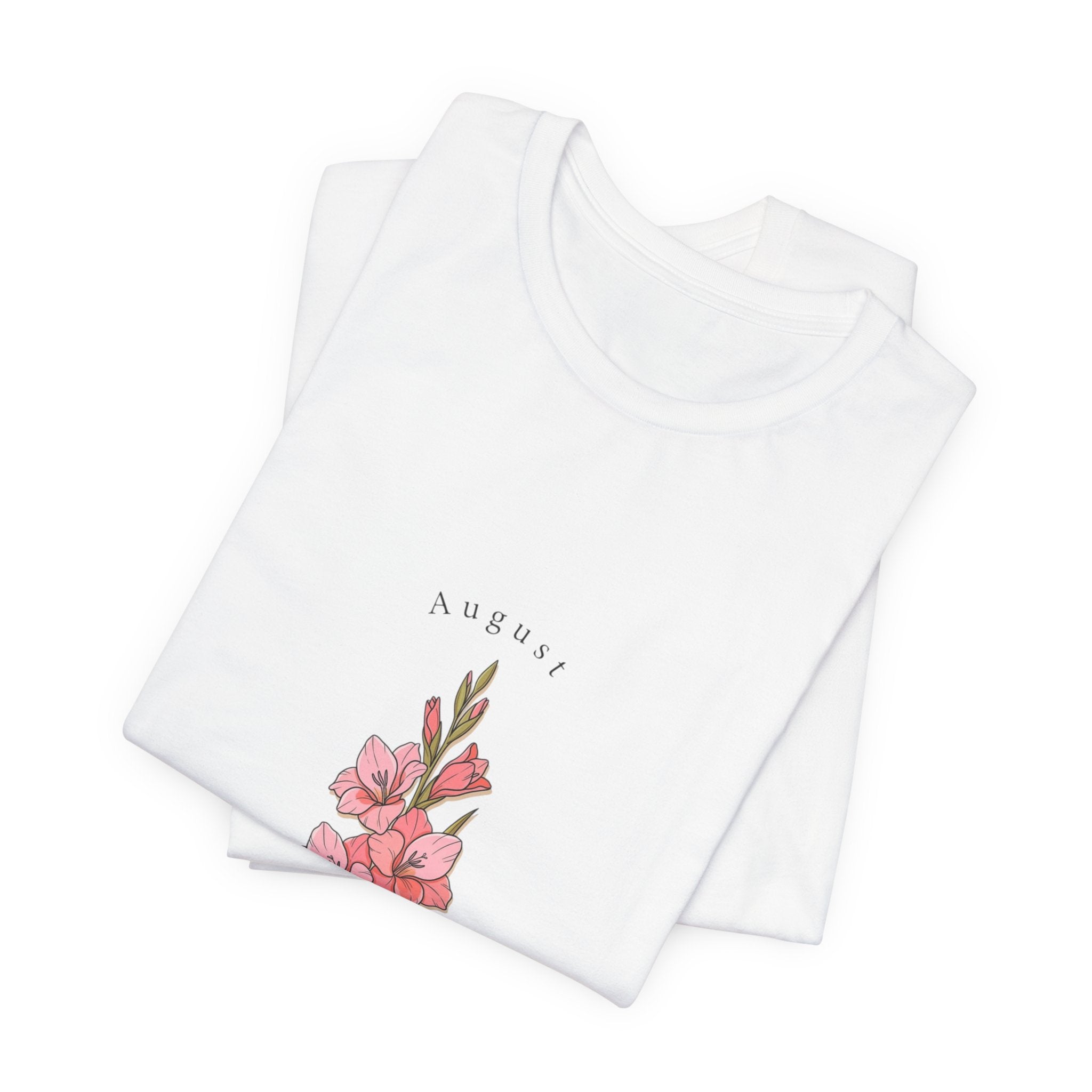 August Gladiolus Birth Month Flower Tee | Botanical Watercolor, Personalized
