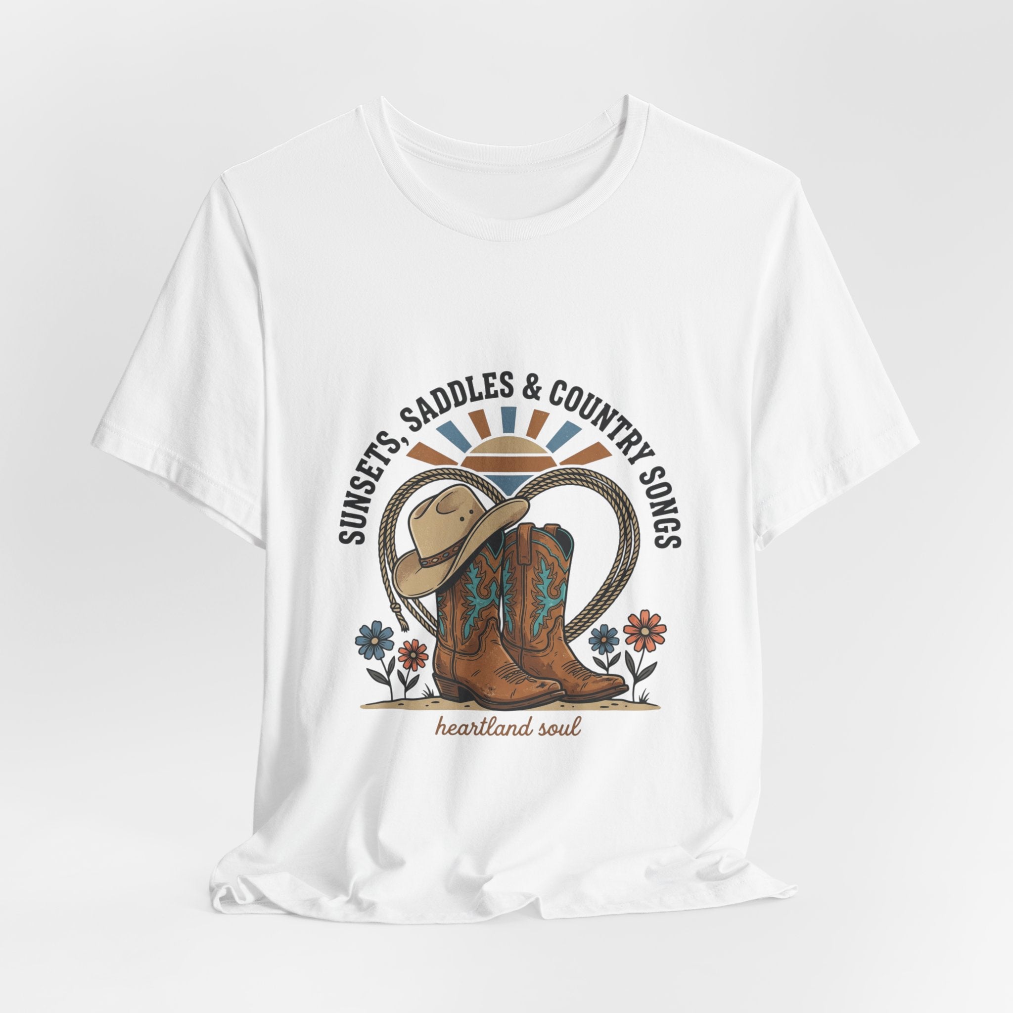 Sunsets Saddles & Country Songs Tee | western cowgirl ranch rustic