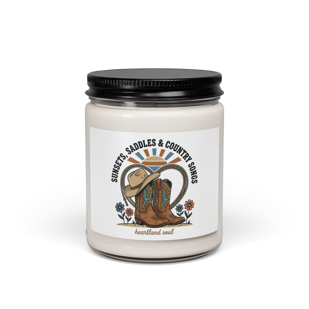 Sunsets Saddles & Country Songs Candle | rustic western, cowgirl ranch soy