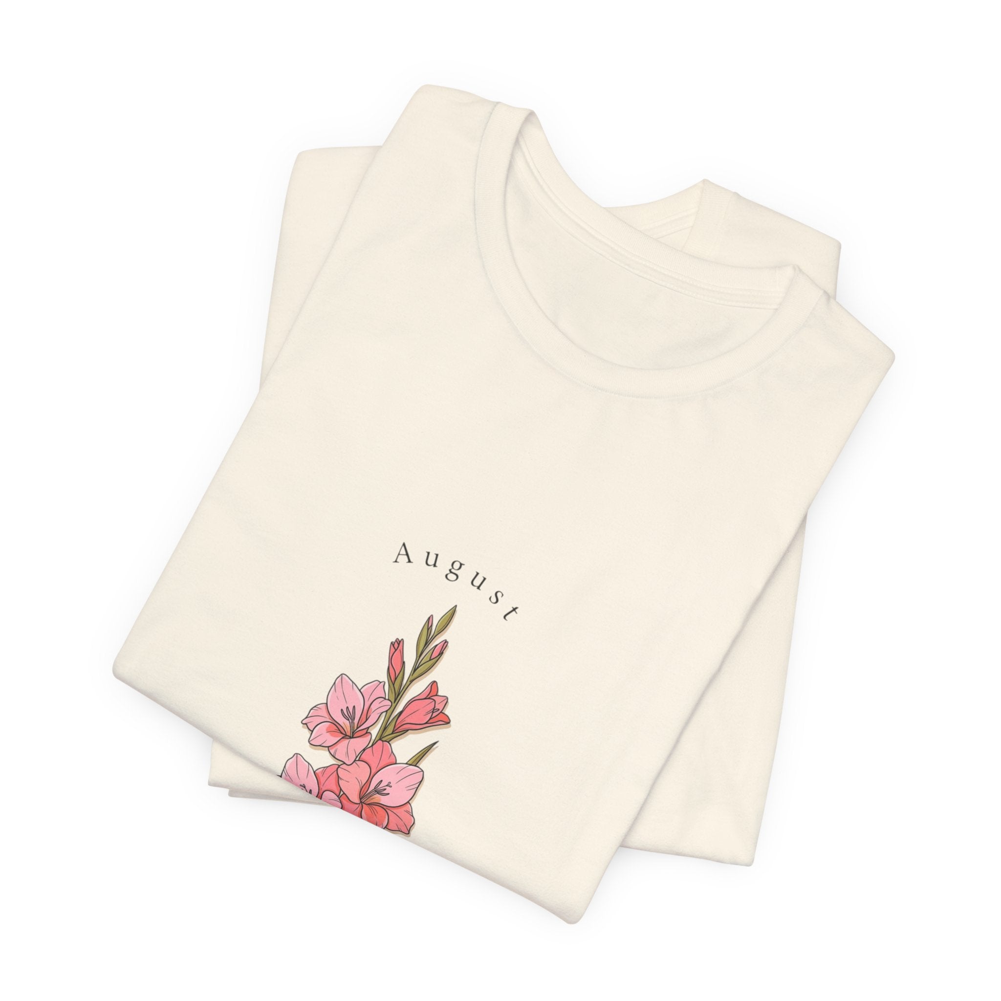 August Gladiolus Birth Month Flower Tee | Botanical Watercolor, Personalized