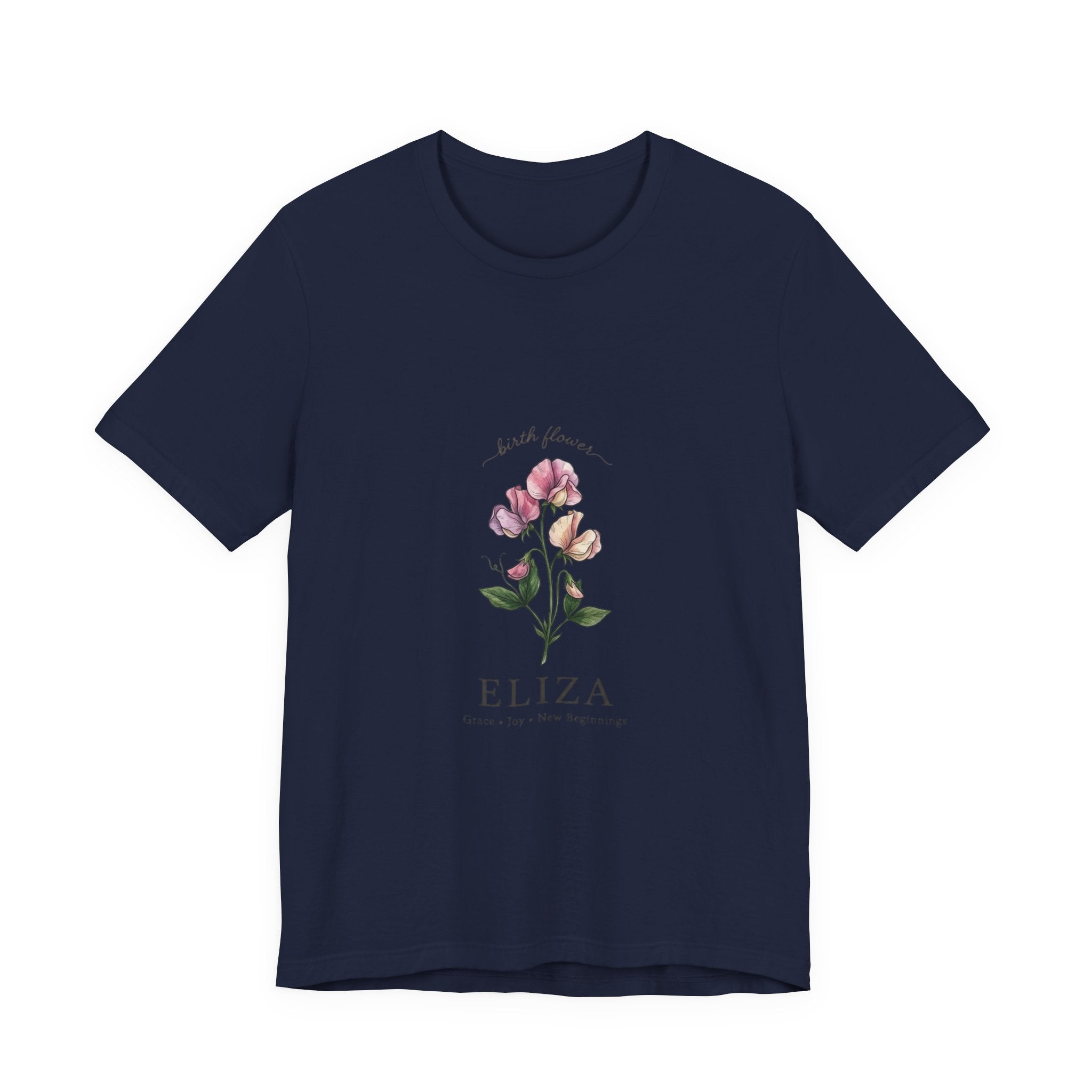 Birth Month Flower T-Shirt | Botanical Watercolor, Personalized Name