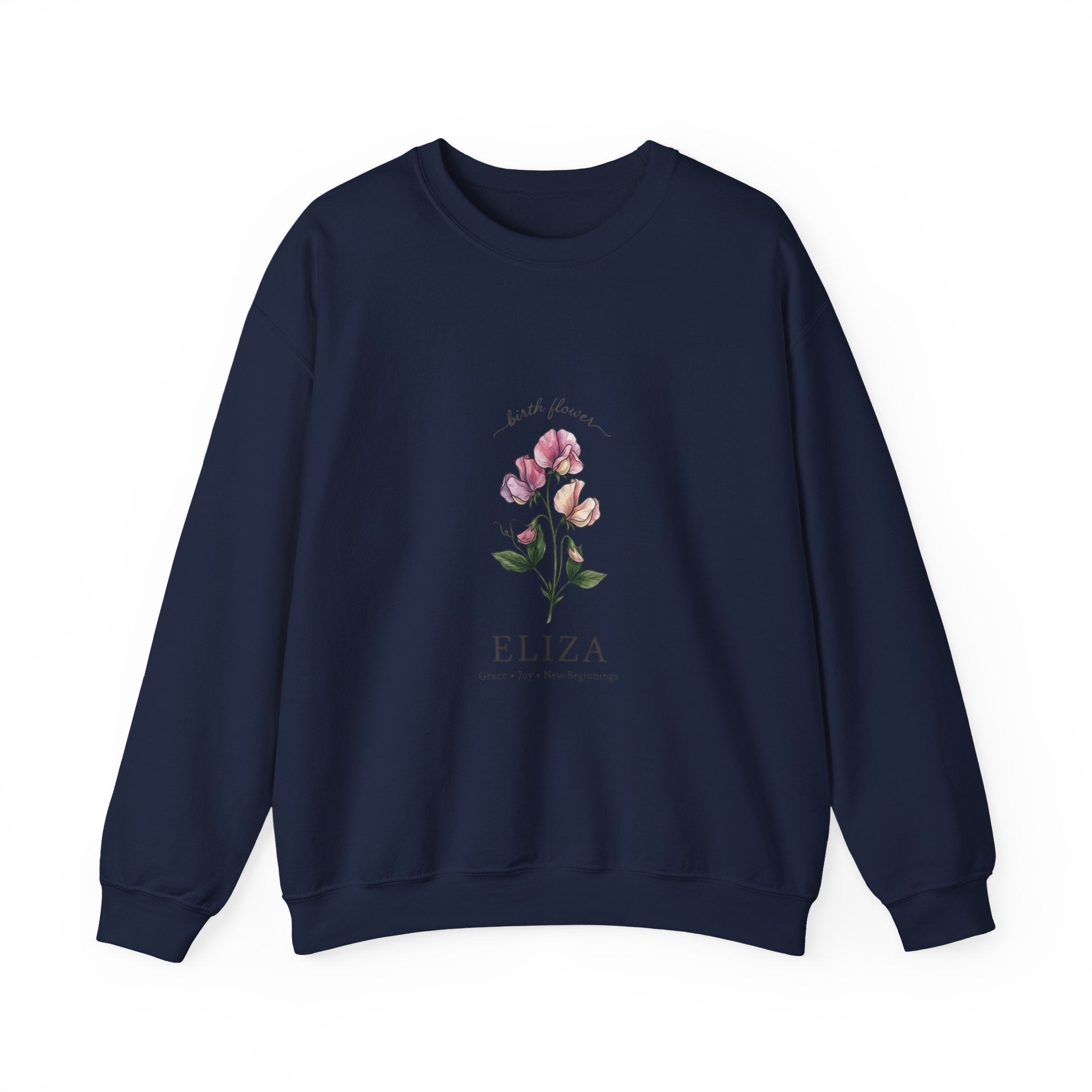 Personalized Birth Flower Sweatshirt | Botanical Watercolor, Custom Name