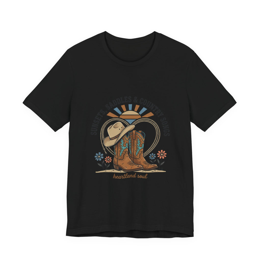 Sunsets Saddles & Country Songs Tee | western cowgirl ranch rustic