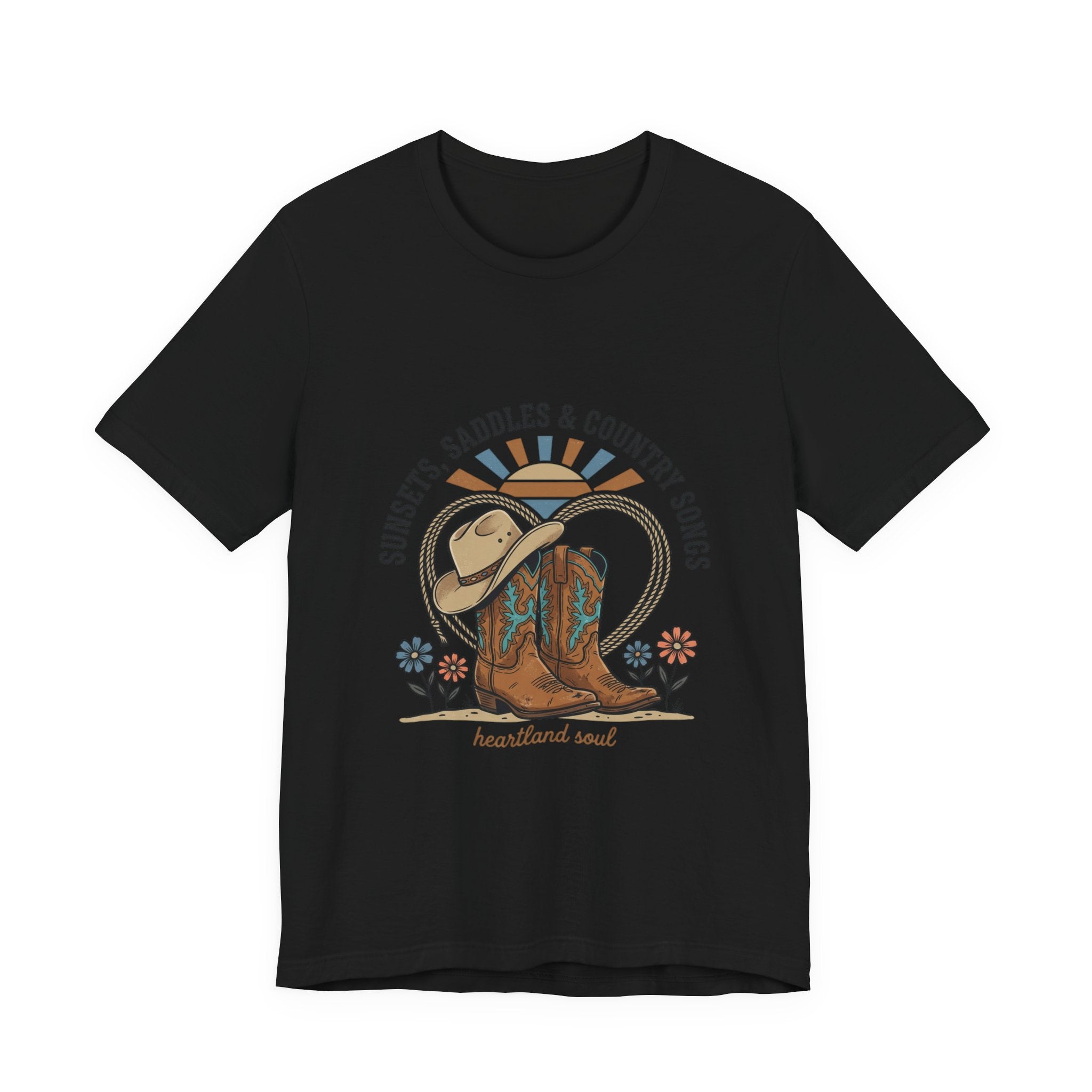 Sunsets Saddles & Country Songs Tee | western cowgirl ranch rustic
