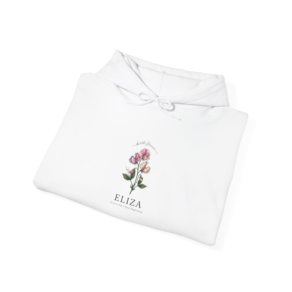 Birth Month Flower Hoodie | Personalized Botanical Watercolor, Custom Name
