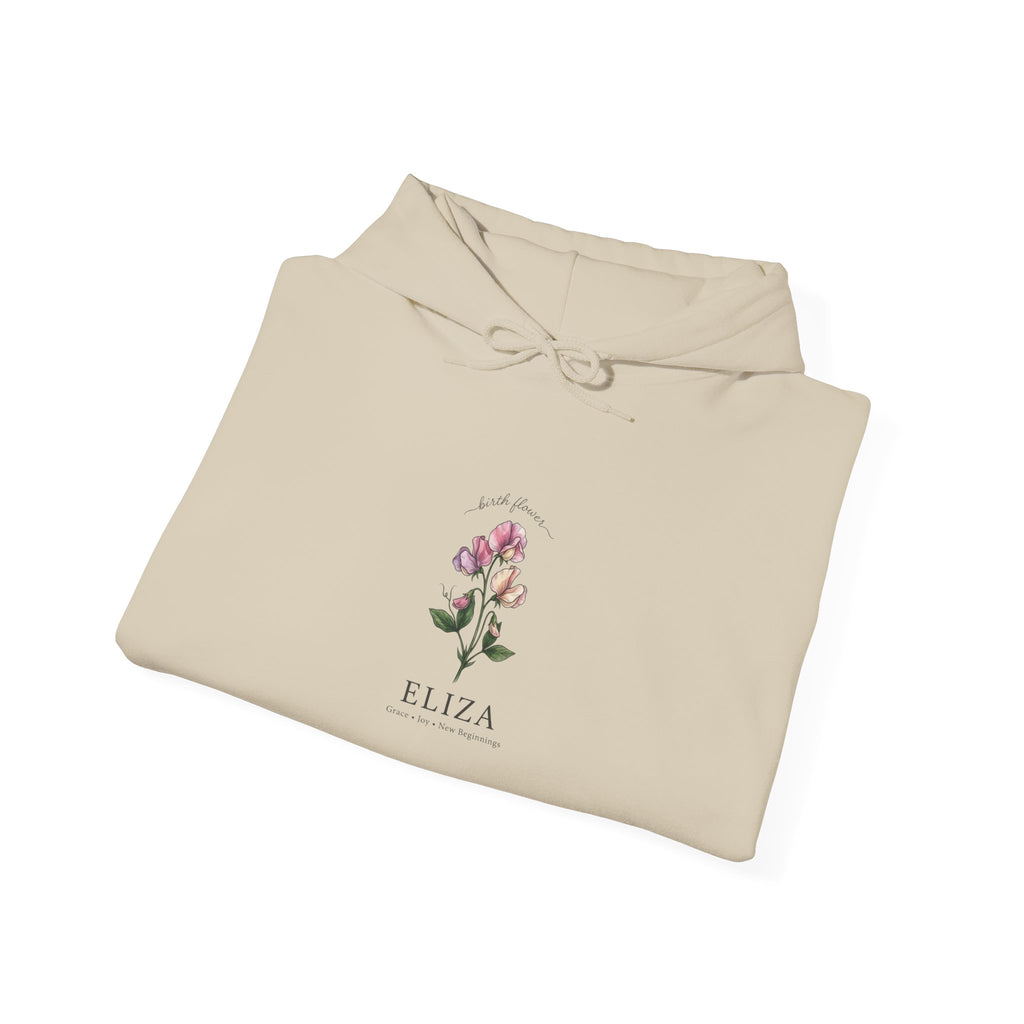 Birth Month Flower Hoodie | Personalized Botanical Watercolor, Custom Name