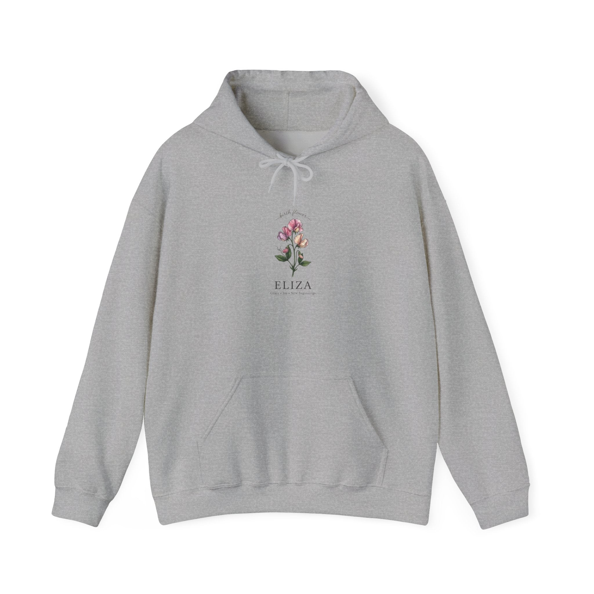 Birth Month Flower Hoodie | Personalized Botanical Watercolor, Custom Name