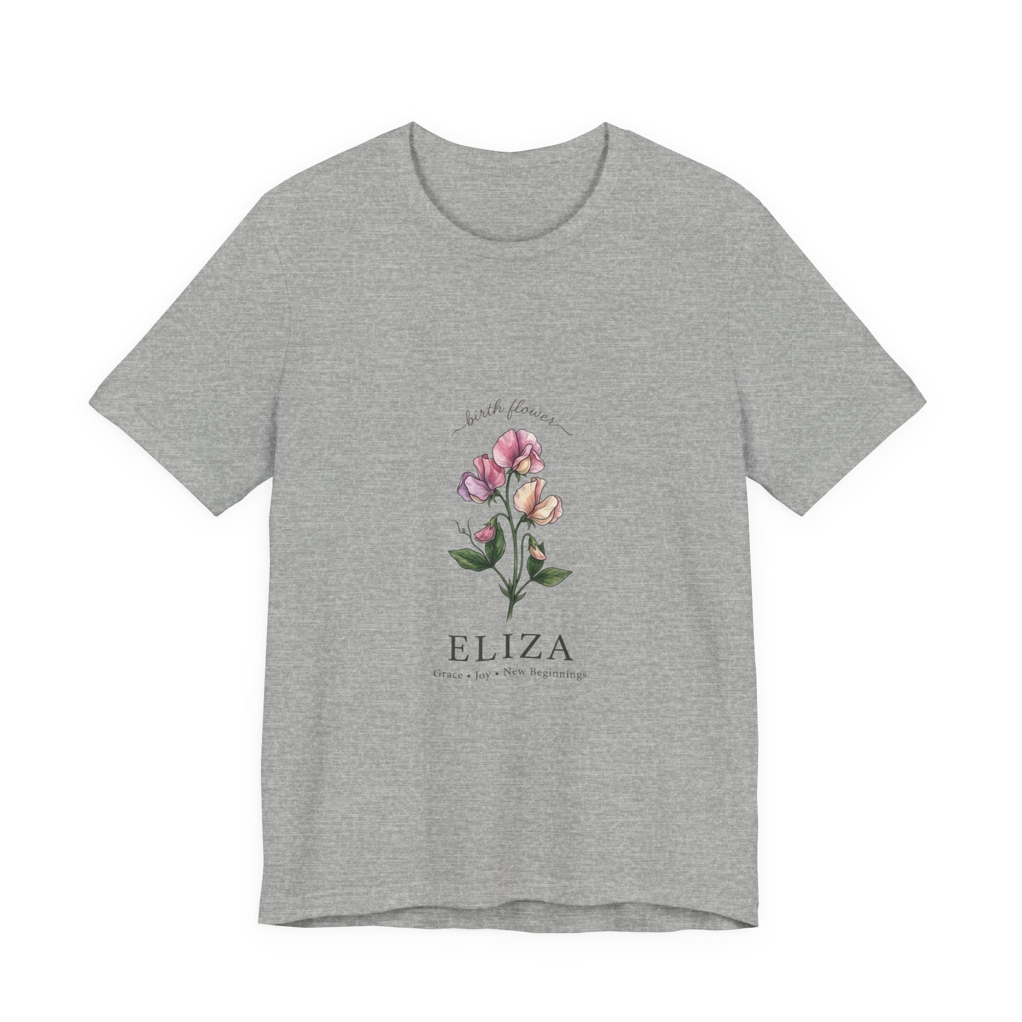Birth Month Flower T-Shirt | Botanical Watercolor, Personalized Name