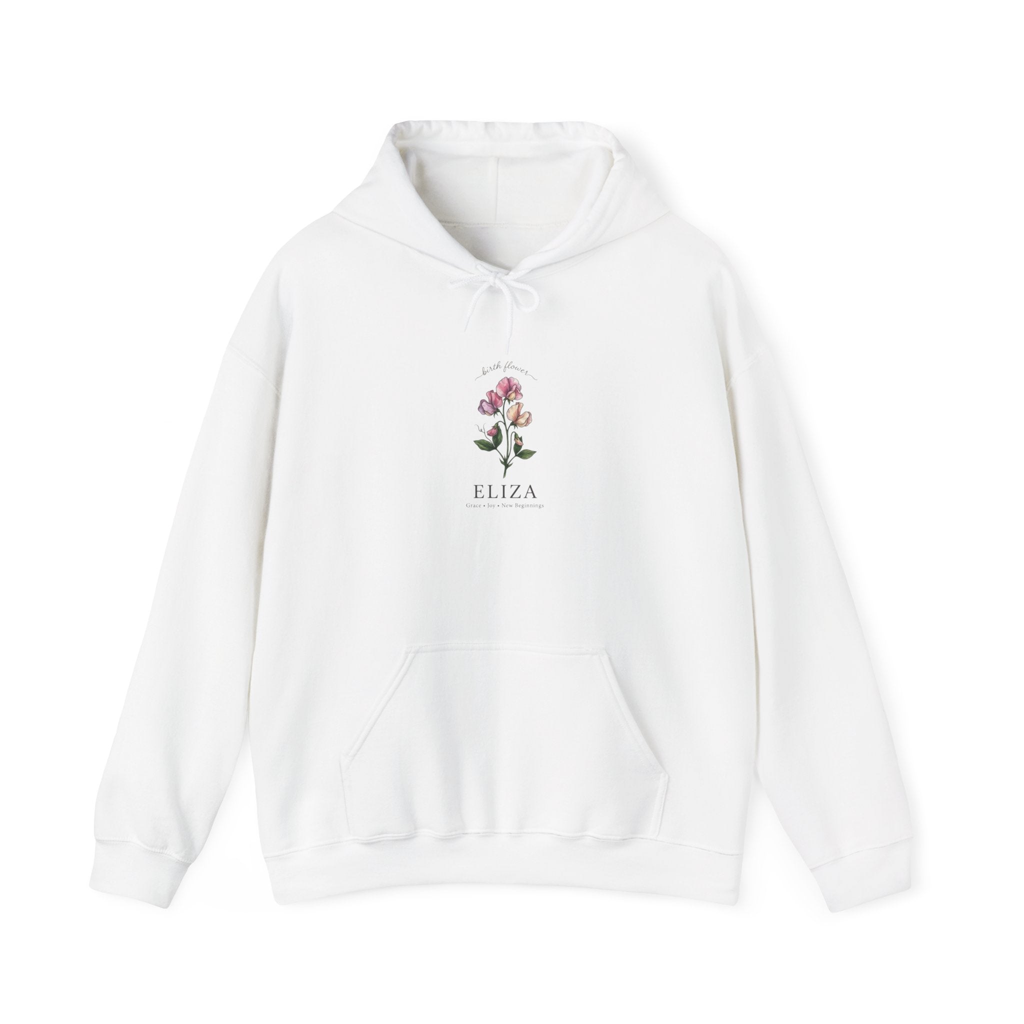 Birth Month Flower Hoodie | Personalized Botanical Watercolor, Custom Name