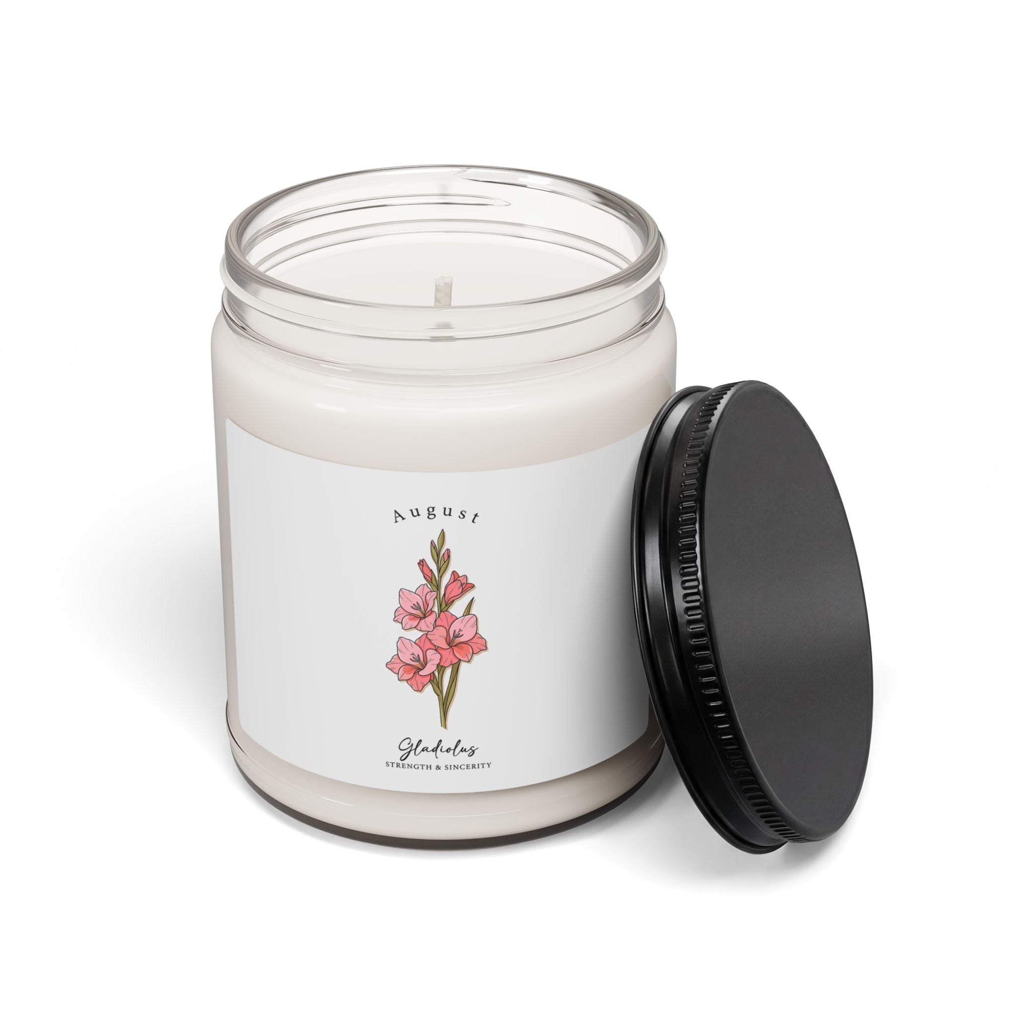 August Birth Flower Candle | Personalized Botanical, Watercolor Gladiolus
