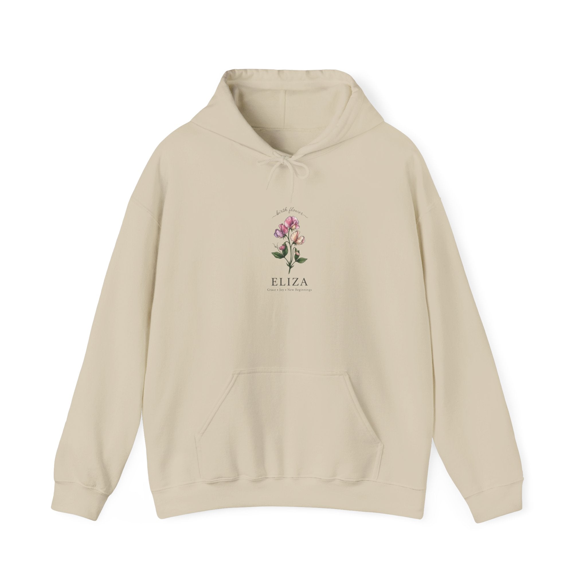 Birth Month Flower Hoodie | Personalized Botanical Watercolor, Custom Name