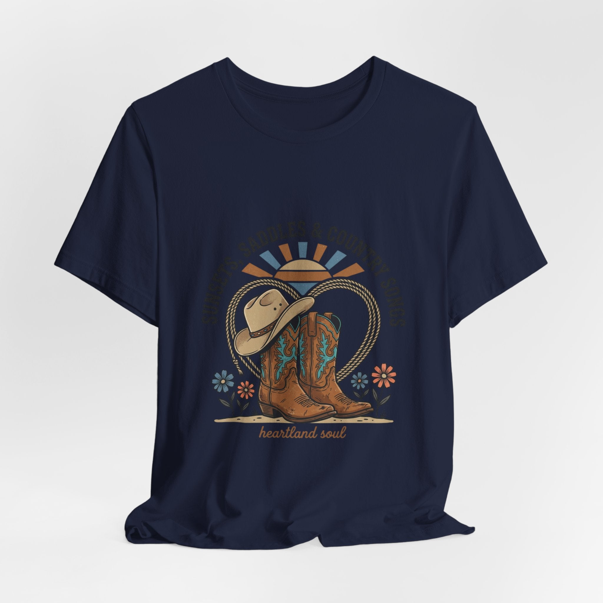 Sunsets Saddles & Country Songs Tee | western cowgirl ranch rustic