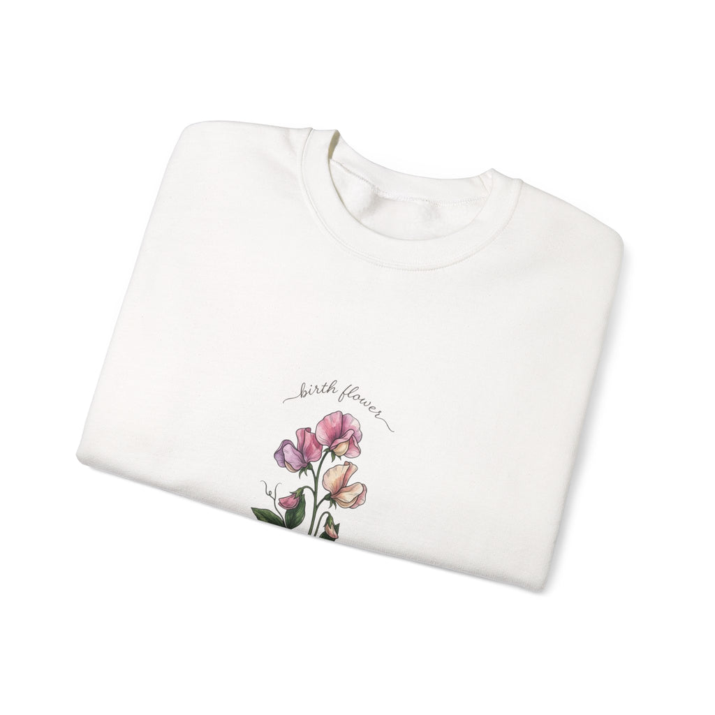 Personalized Birth Flower Sweatshirt | Botanical Watercolor, Custom Name
