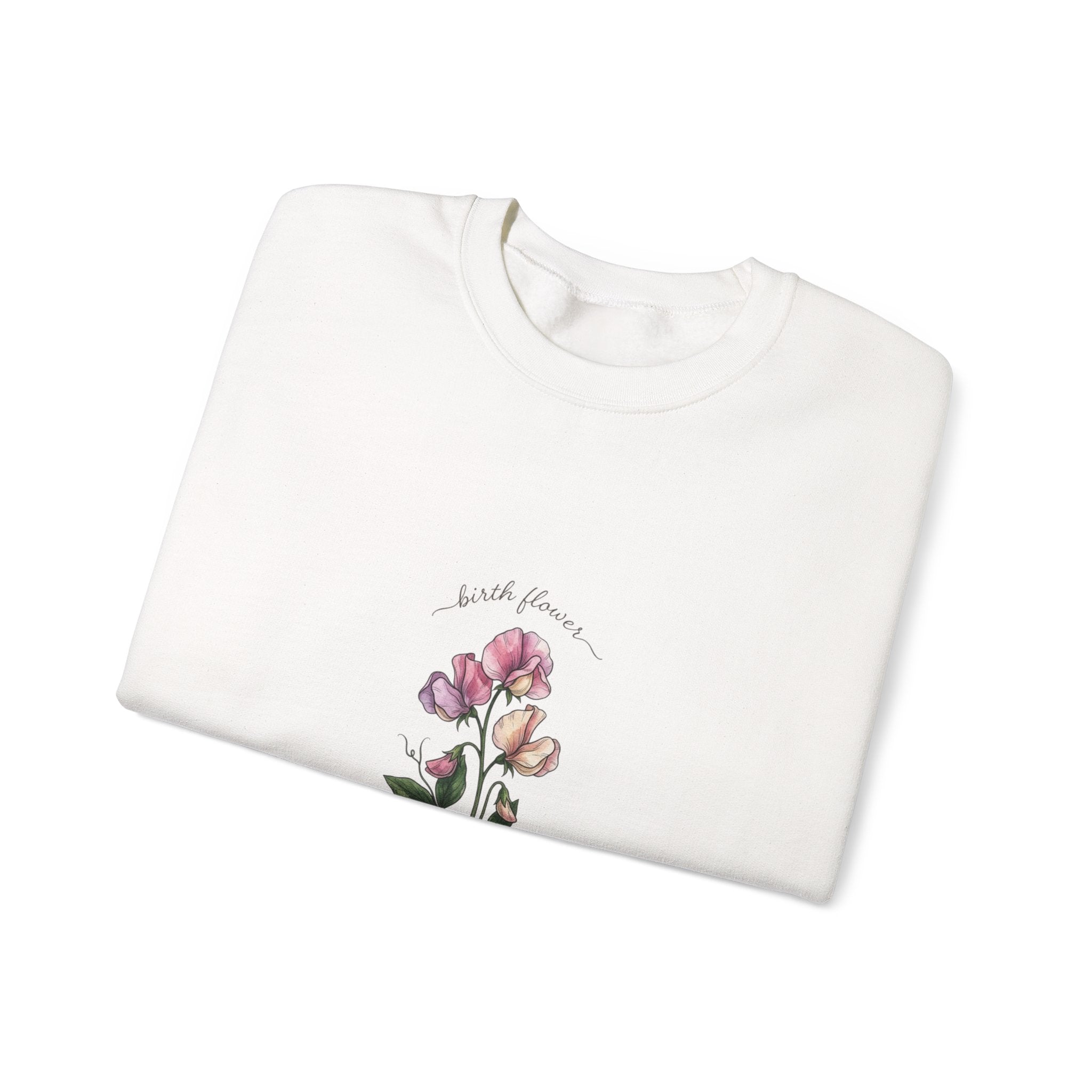 Personalized Birth Flower Sweatshirt | Botanical Watercolor, Custom Name