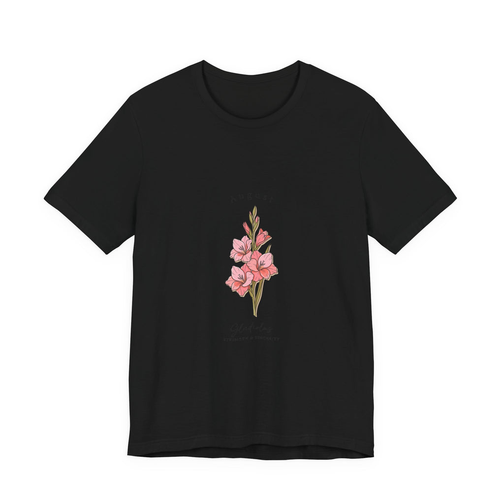 August Gladiolus Birth Month Flower Tee | Botanical Watercolor, Personalized
