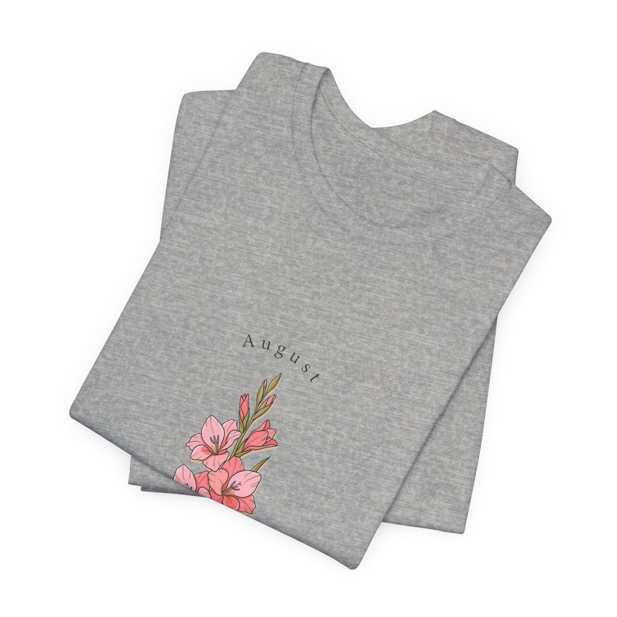 August Gladiolus Birth Month Flower Tee | Botanical Watercolor, Personalized