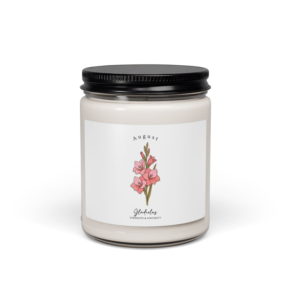 August Birth Flower Candle | Personalized Botanical, Watercolor Gladiolus