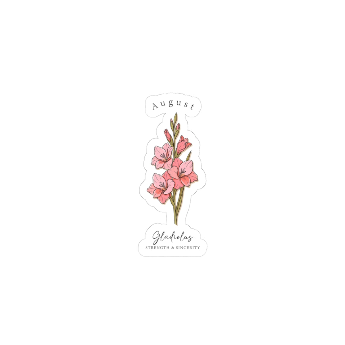 August Gladiolus Birth Flower Sticker | Botanical, Watercolor, Personalized Name