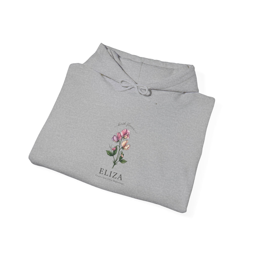 Birth Month Flower Hoodie | Personalized Botanical Watercolor, Custom Name