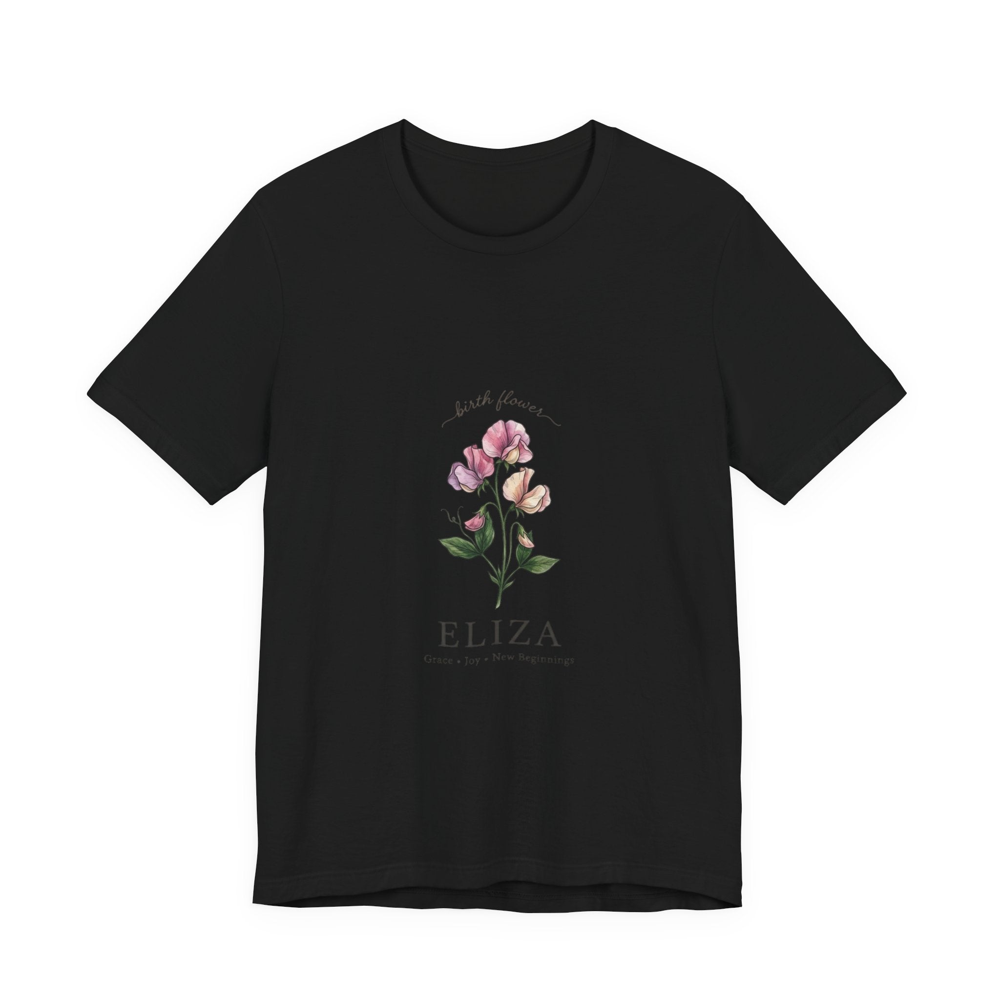 Birth Month Flower T-Shirt | Botanical Watercolor, Personalized Name