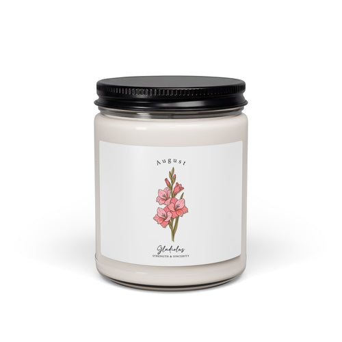 August Birth Flower Candle | Personalized Botanical, Watercolor Gladiolus