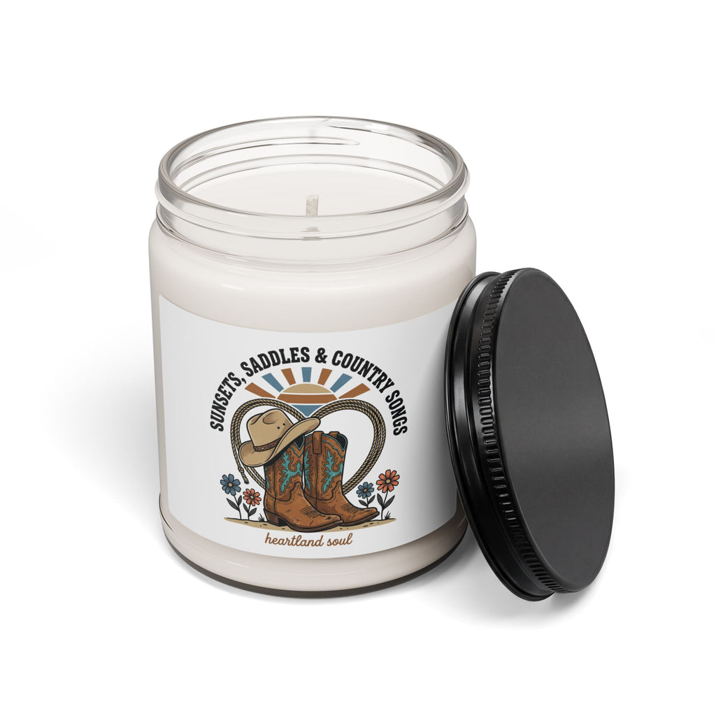 Sunsets Saddles & Country Songs Candle | rustic western, cowgirl ranch soy