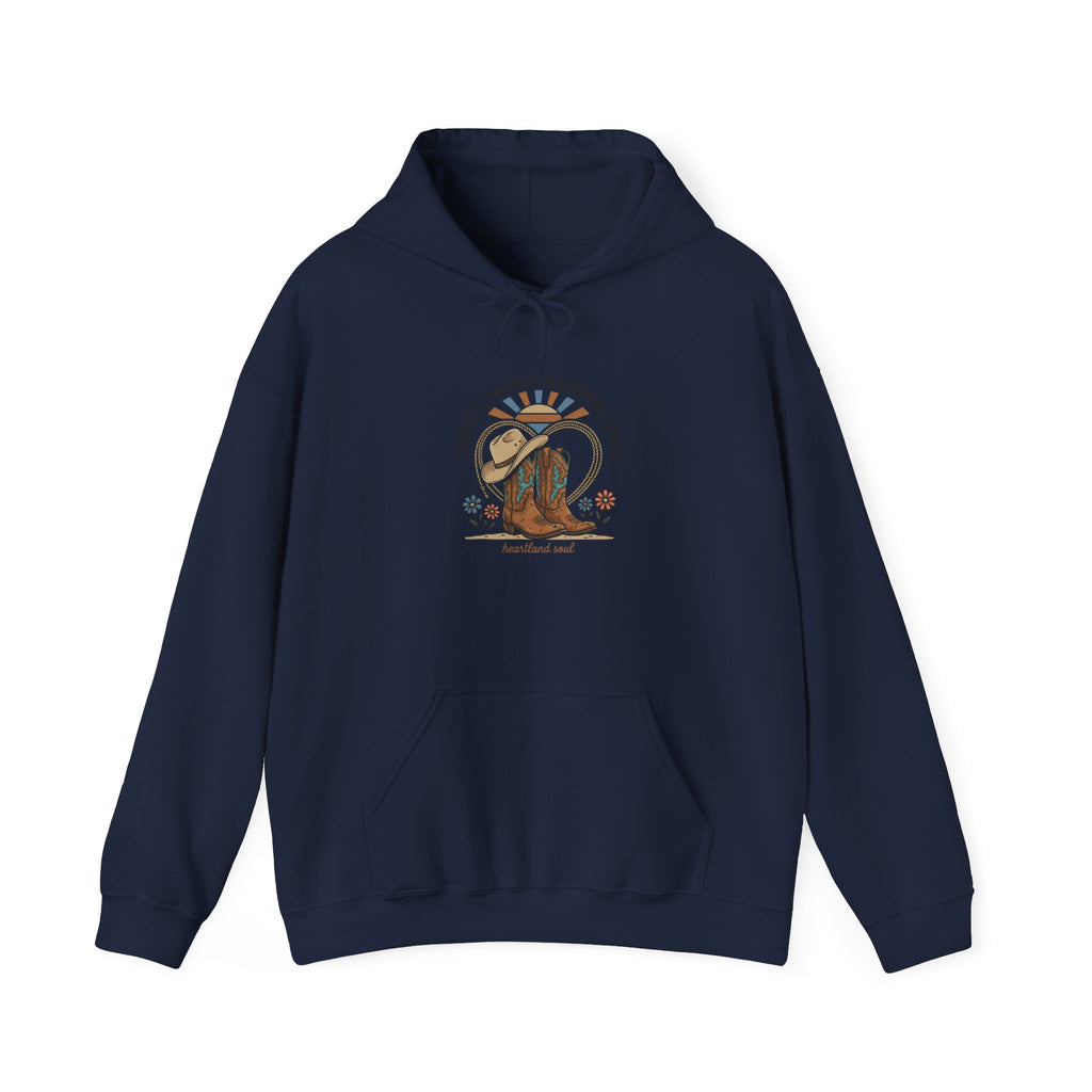 Western Cowgirl Rodeo Boot Hoodie | rustic prairie vintage ranch sweatshirt