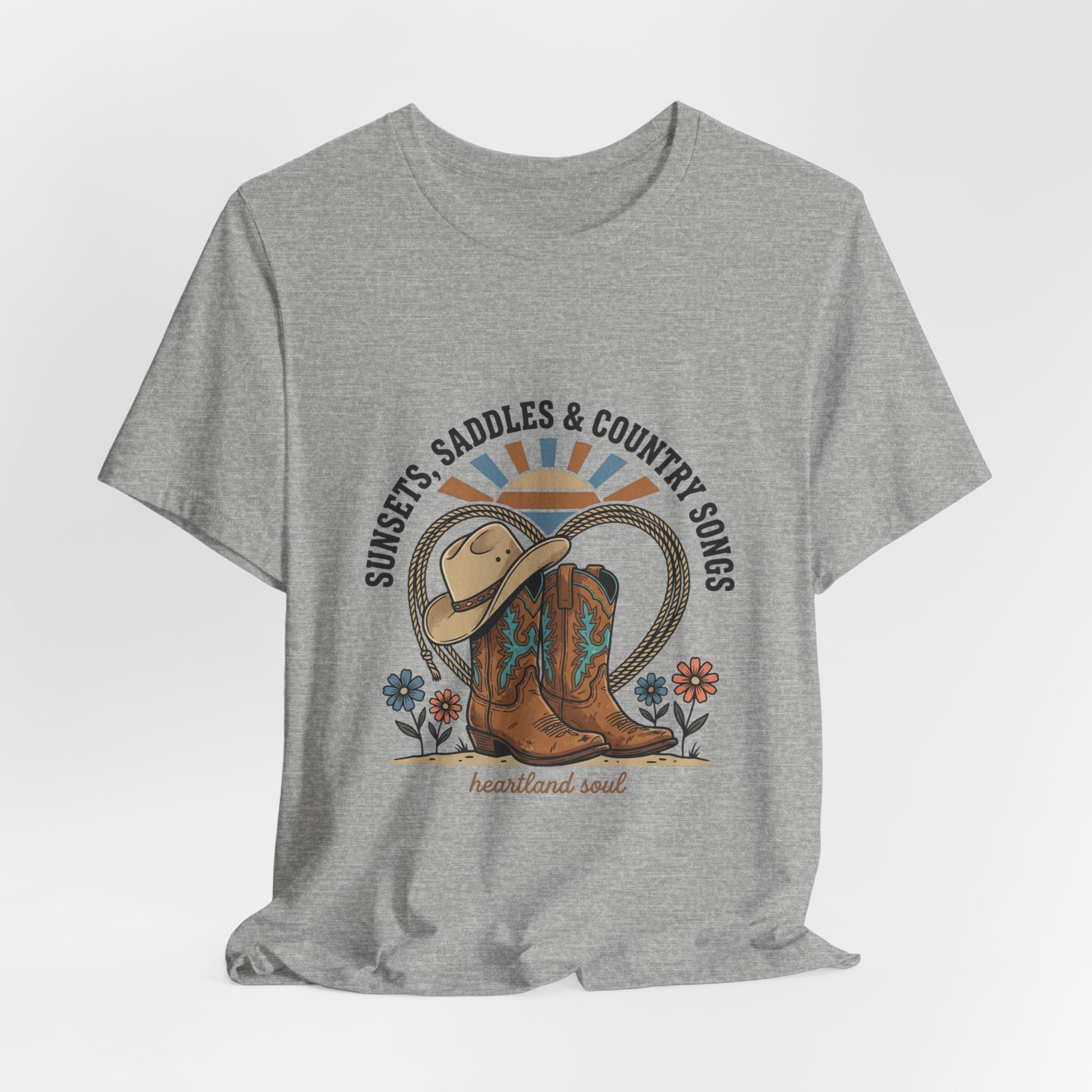Sunsets Saddles & Country Songs Tee | western cowgirl ranch rustic