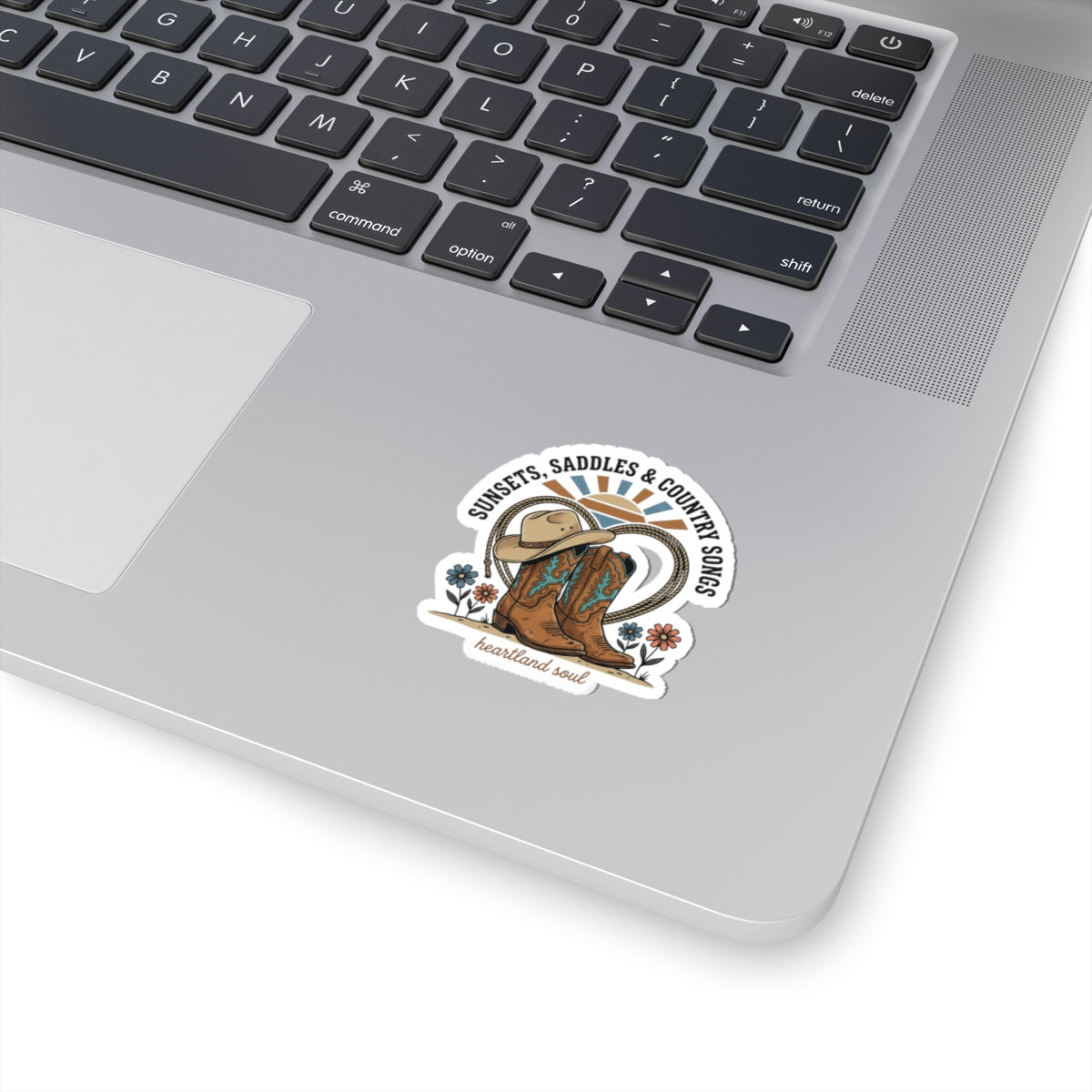Sunsets Saddles & Country Songs Kiss-Cut Sticker | western cowgirl ranch sticker