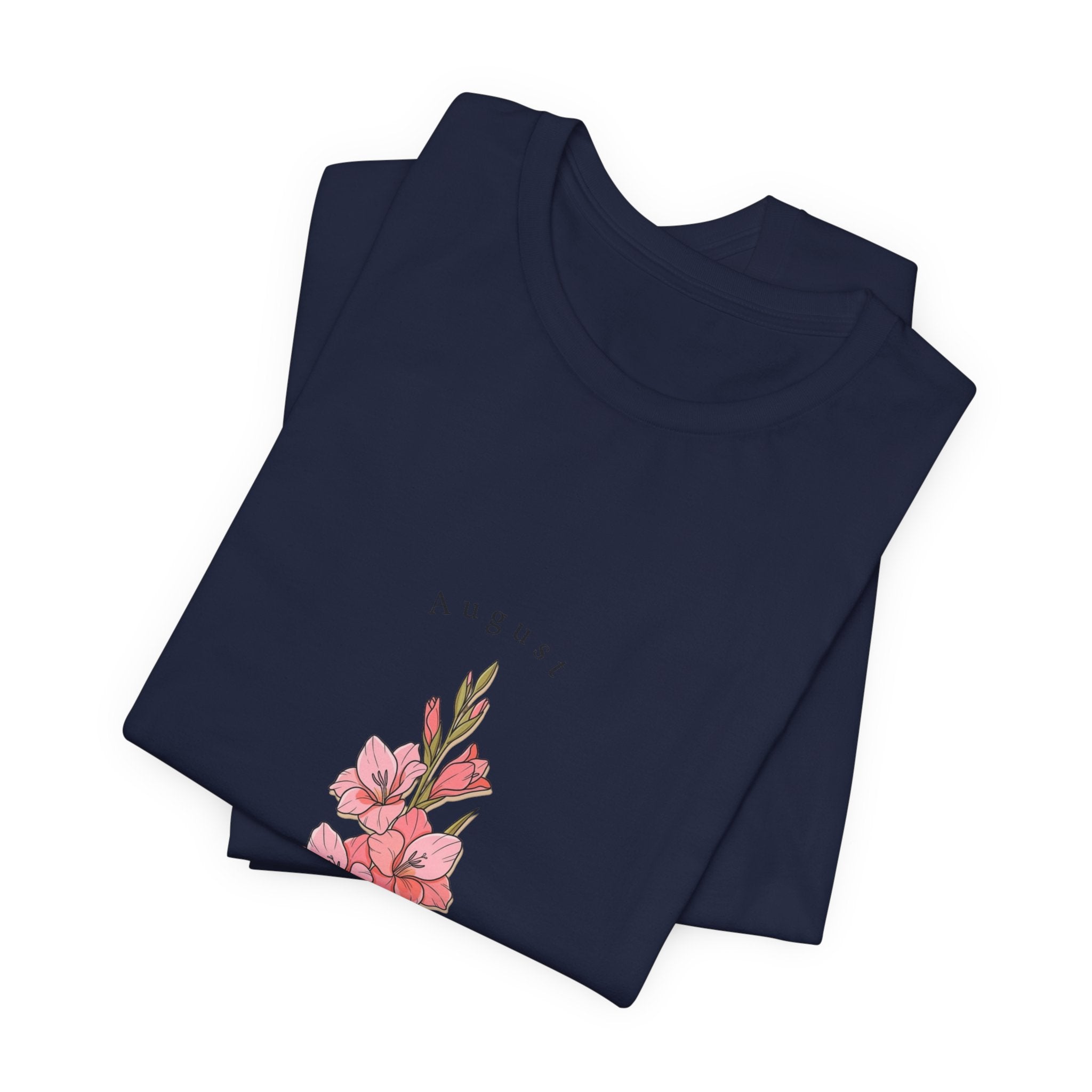 August Gladiolus Birth Month Flower Tee | Botanical Watercolor, Personalized