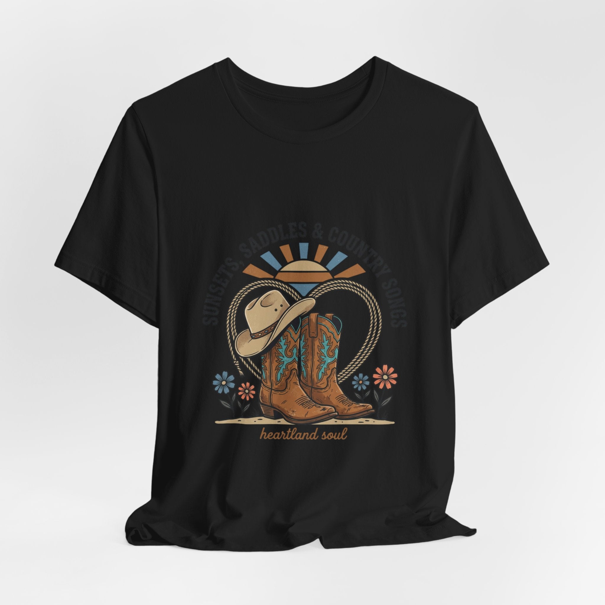 Sunsets Saddles & Country Songs Tee | western cowgirl ranch rustic