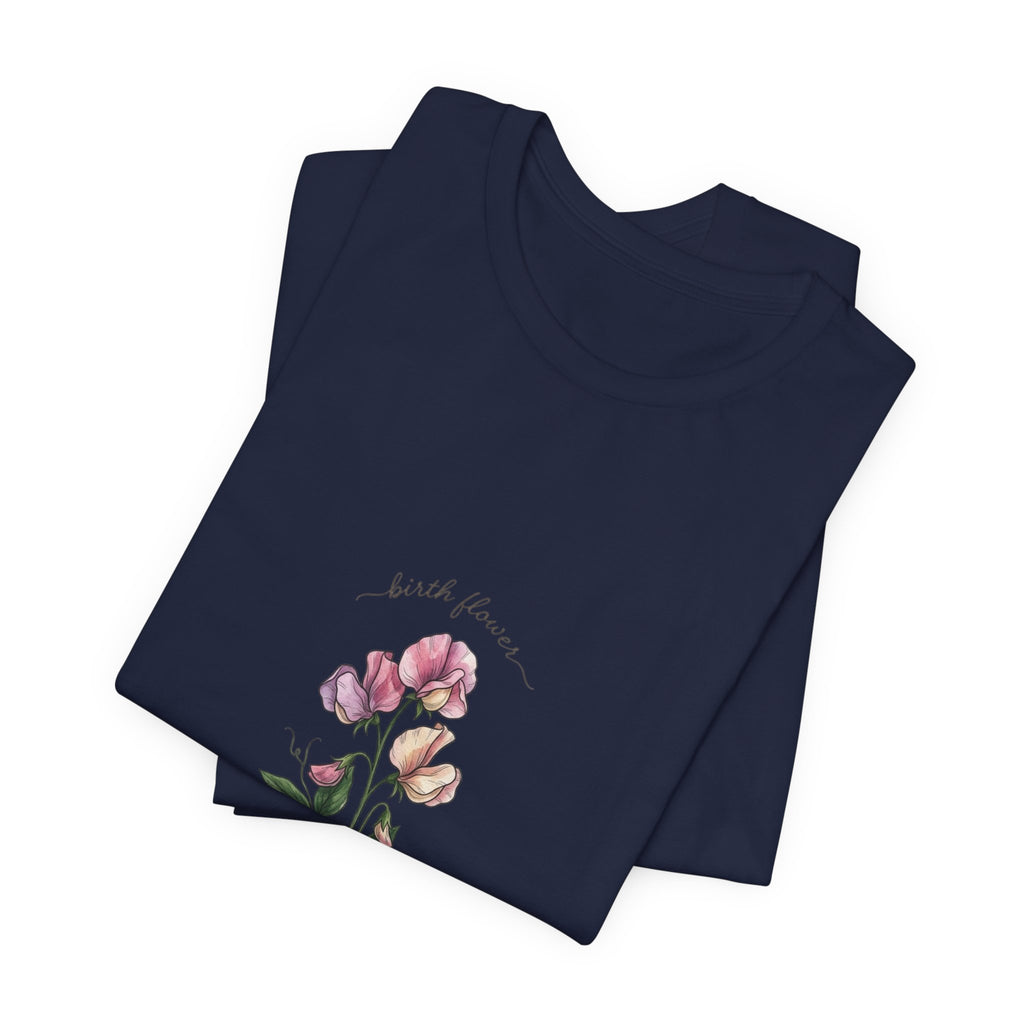 Birth Month Flower T-Shirt | Botanical Watercolor, Personalized Name