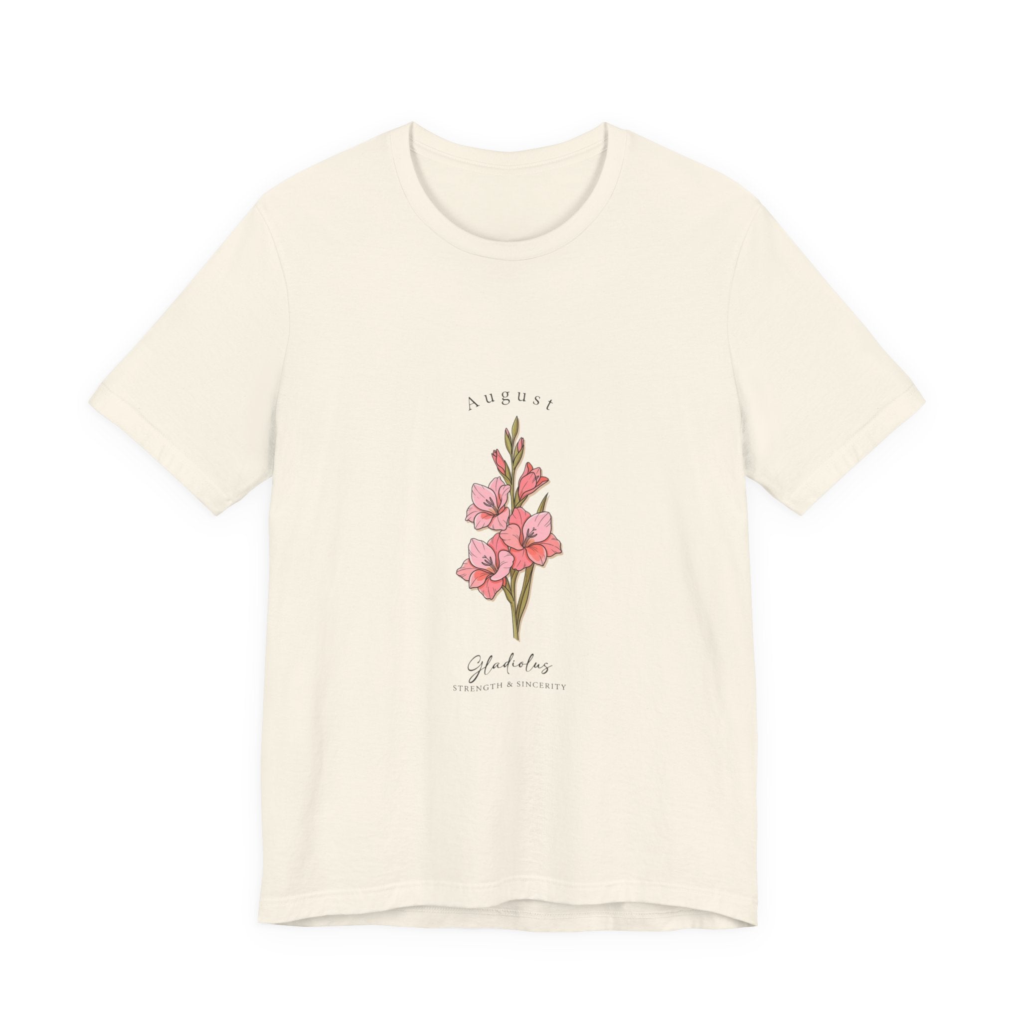 August Gladiolus Birth Month Flower Tee | Botanical Watercolor, Personalized