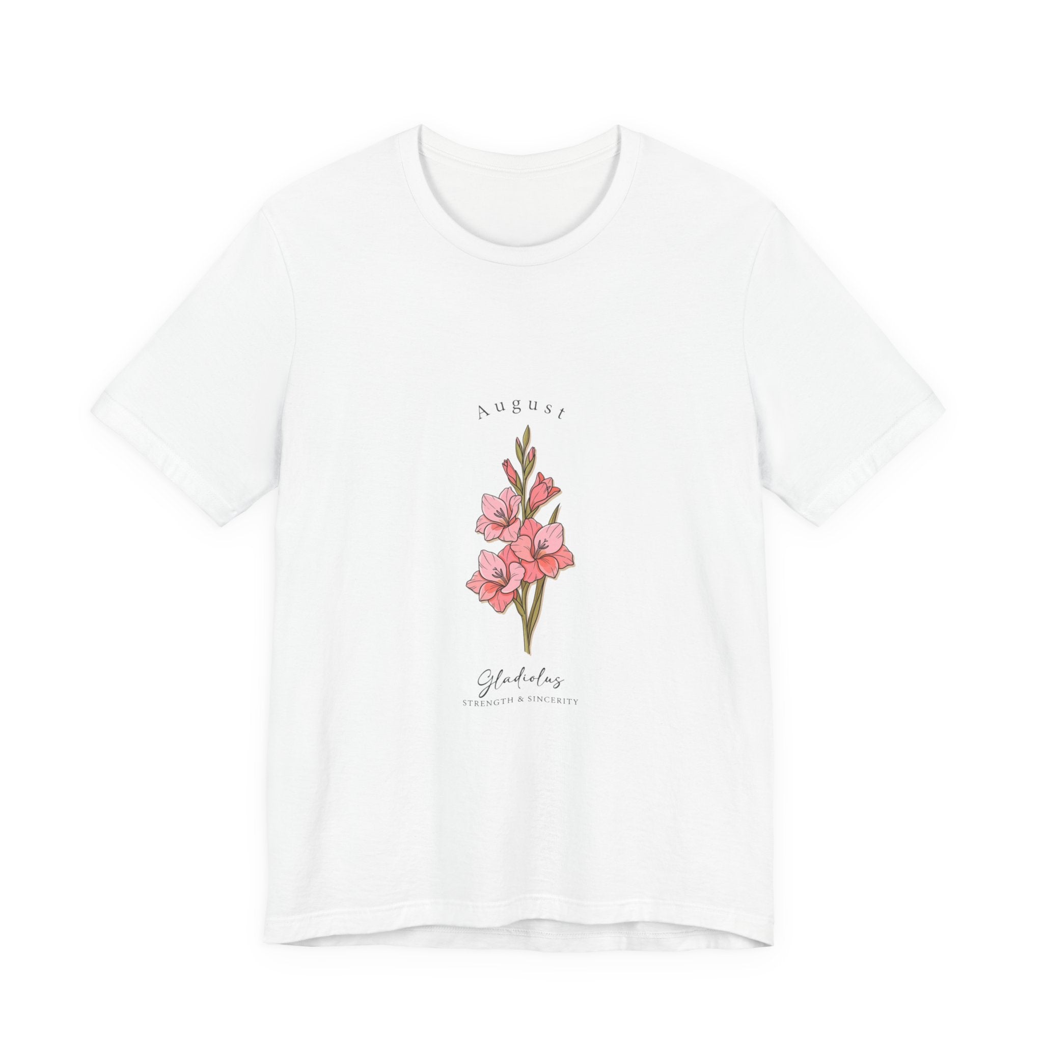 August Gladiolus Birth Month Flower Tee | Botanical Watercolor, Personalized