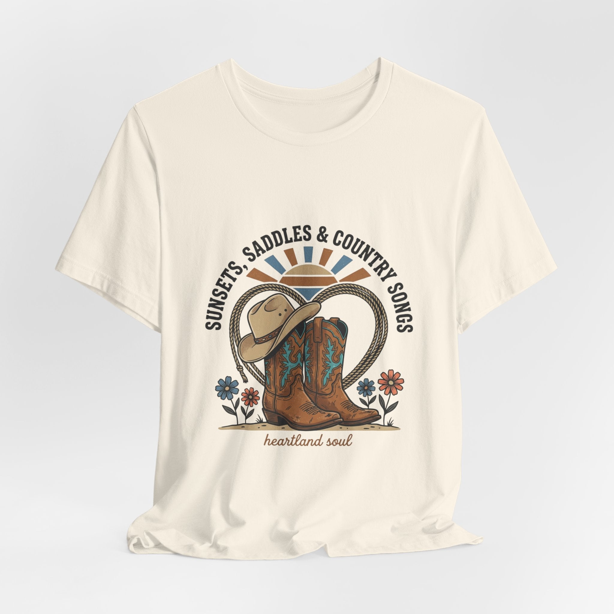 Sunsets Saddles & Country Songs Tee | western cowgirl ranch rustic