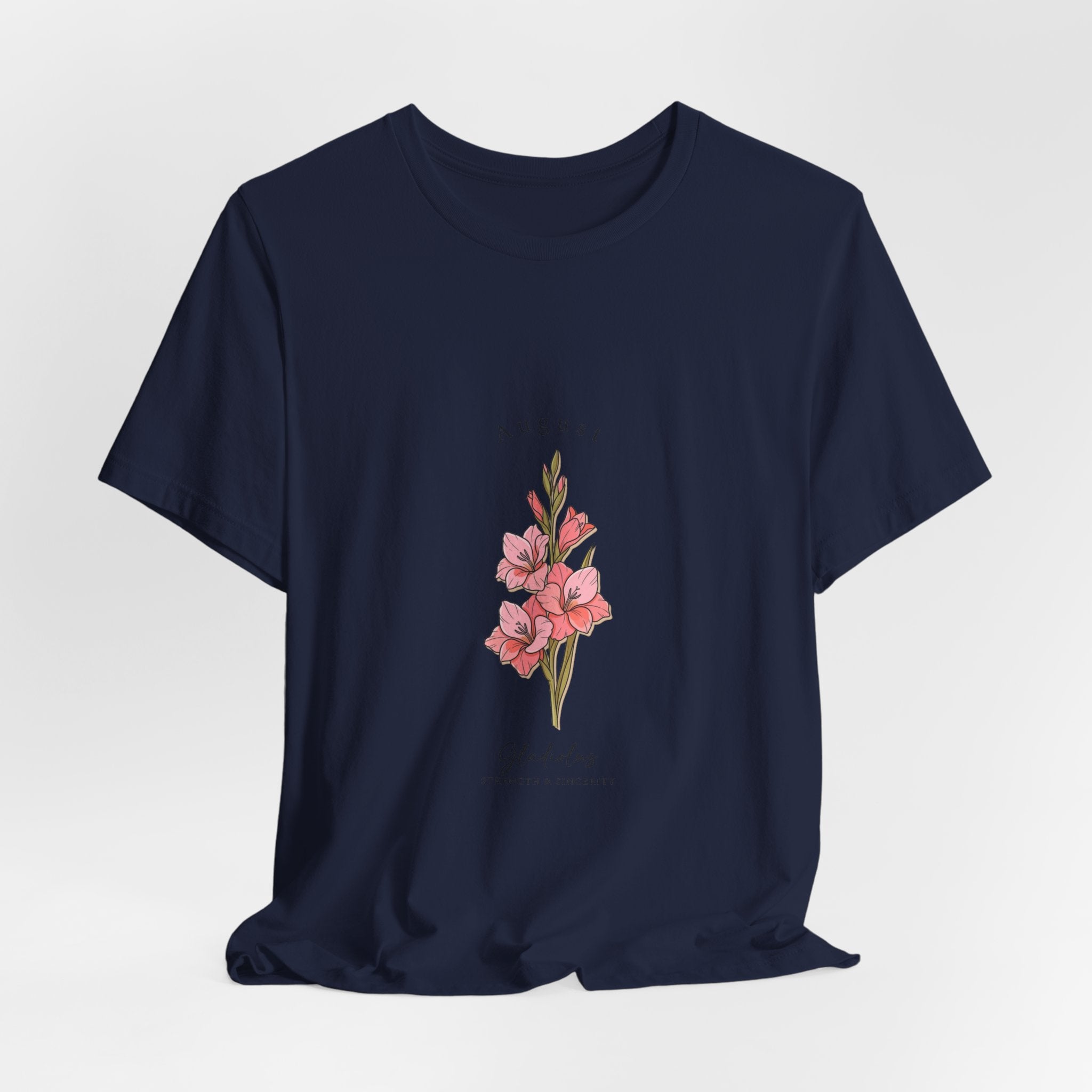 August Gladiolus Birth Month Flower Tee | Botanical Watercolor, Personalized