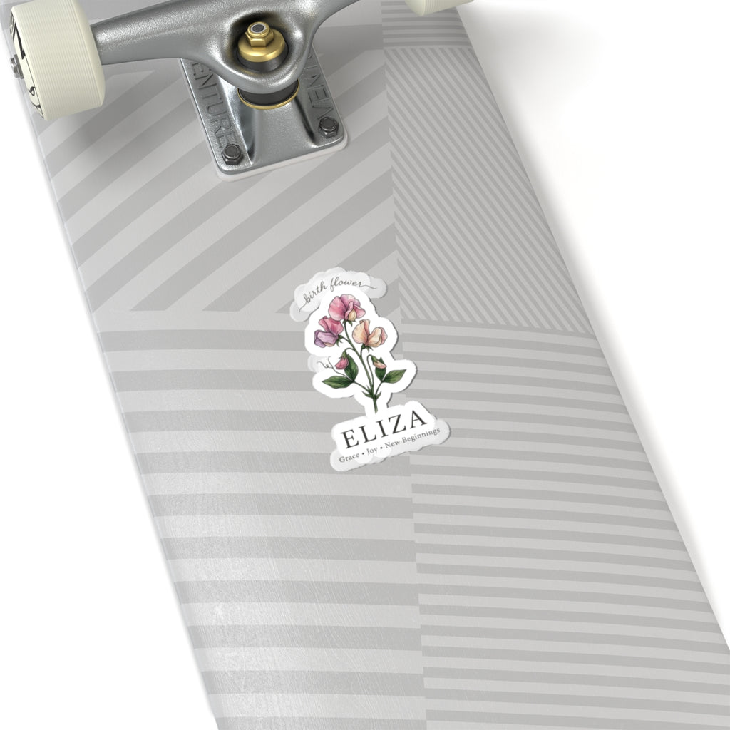 Personalized Birth Flower Sticker | Botanical Watercolor, Custom Name