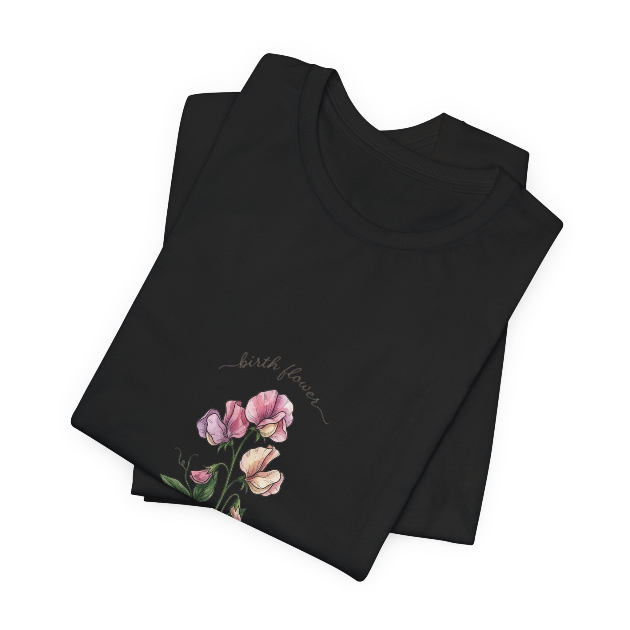 Birth Month Flower T-Shirt | Botanical Watercolor, Personalized Name