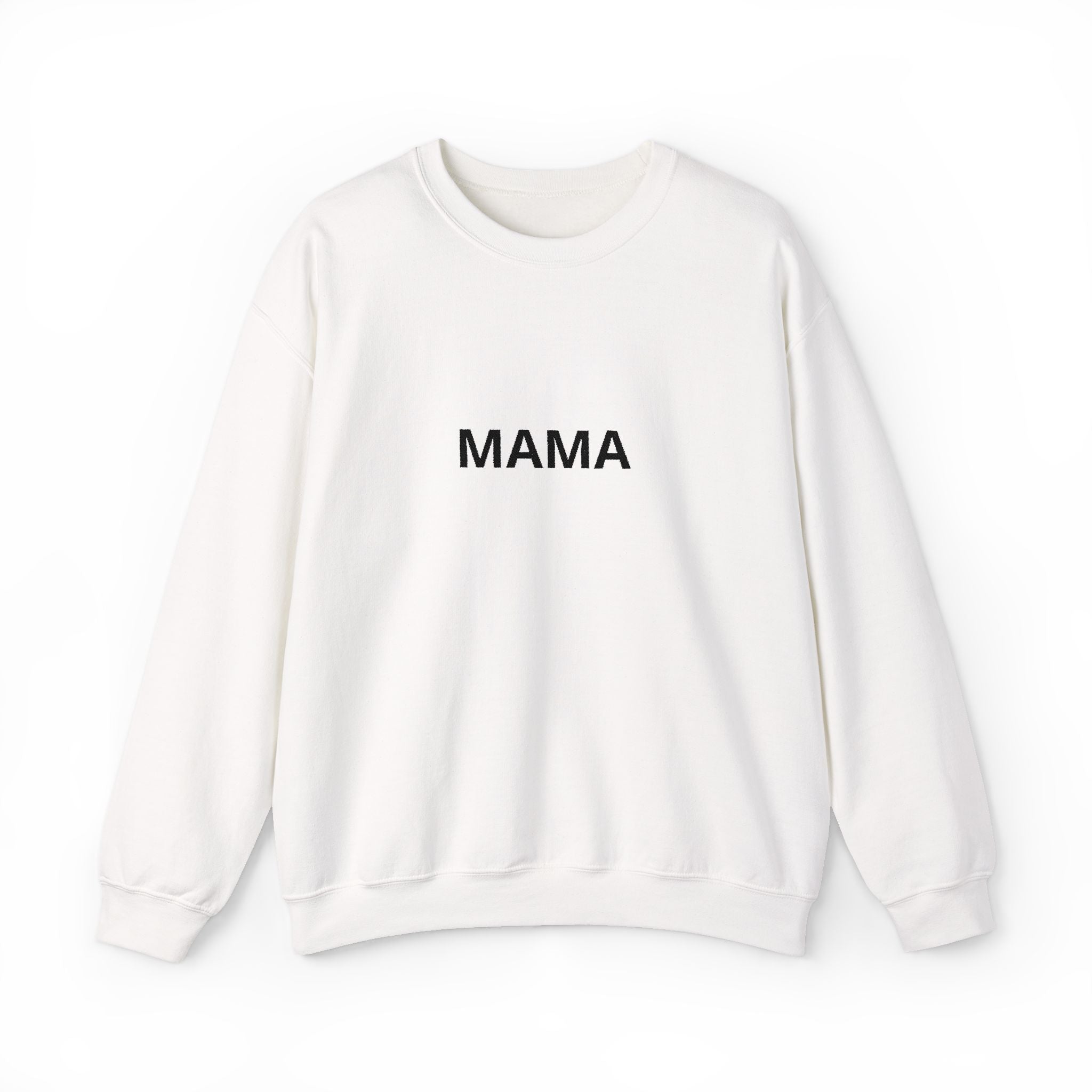 Mama Crewneck Sweatshirt — Minimalist White Mother's Day Pullover