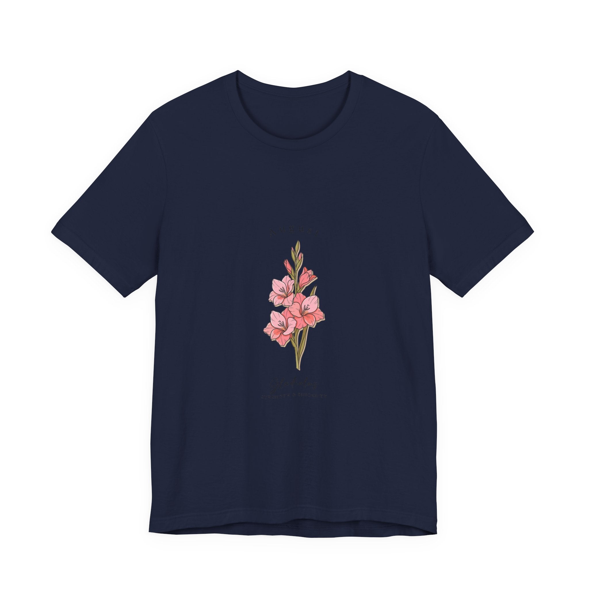 August Gladiolus Birth Month Flower Tee | Botanical Watercolor, Personalized