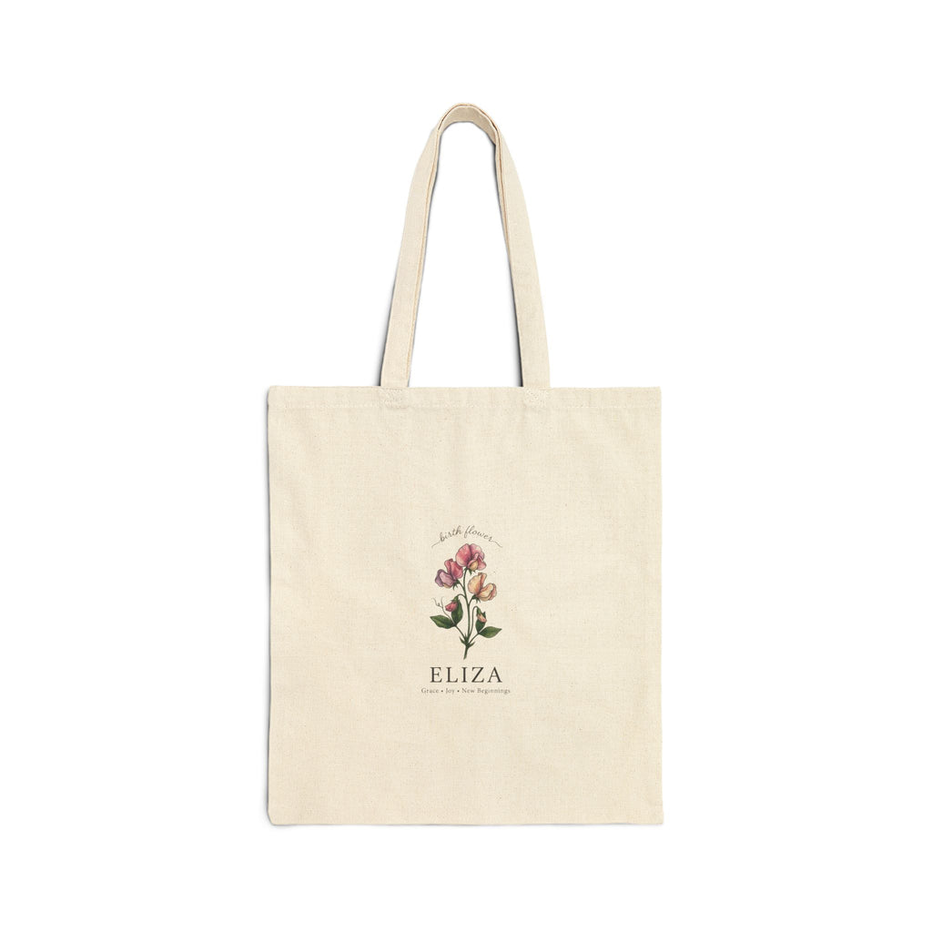 Birth Month Flower Tote | Personalized Botanical Line Art, Custom Name