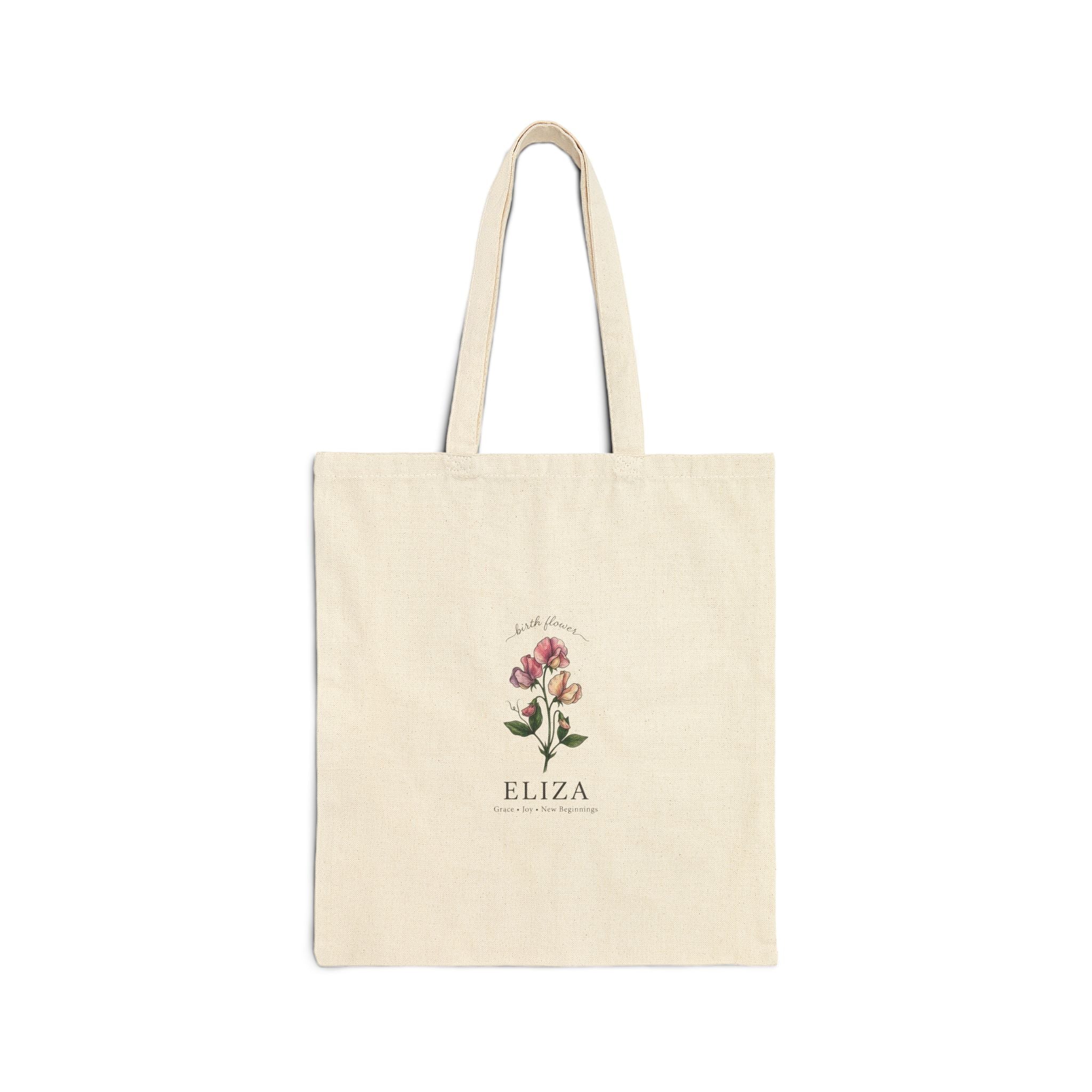 Birth Month Flower Tote | Personalized Botanical Line Art, Custom Name