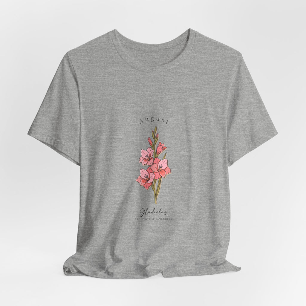 August Gladiolus Birth Month Flower Tee | Botanical Watercolor, Personalized