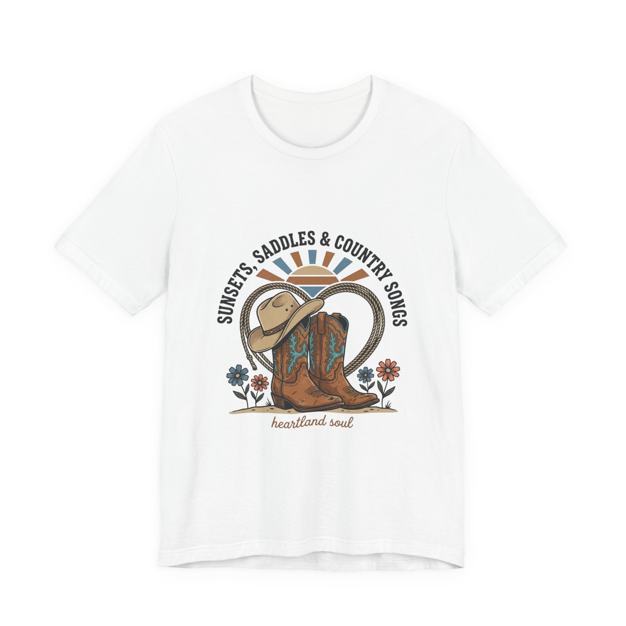 Sunsets Saddles & Country Songs Tee | western cowgirl ranch rustic
