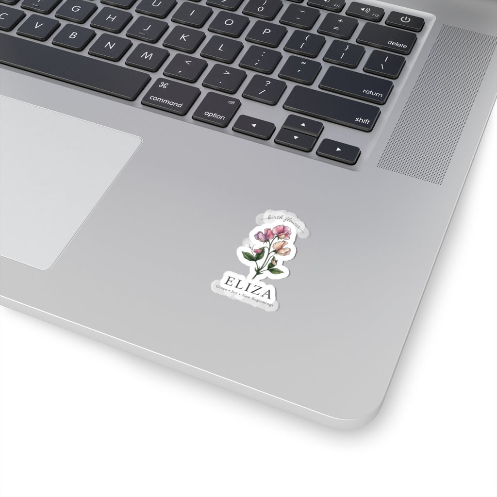 Personalized Birth Flower Sticker | Botanical Watercolor, Custom Name
