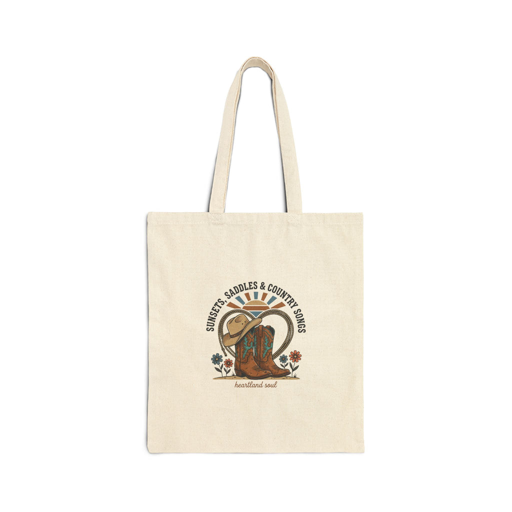 Cowgirl Boots & Hat Tote, western prairie rustic canvas bag | ranch rodeo vintage