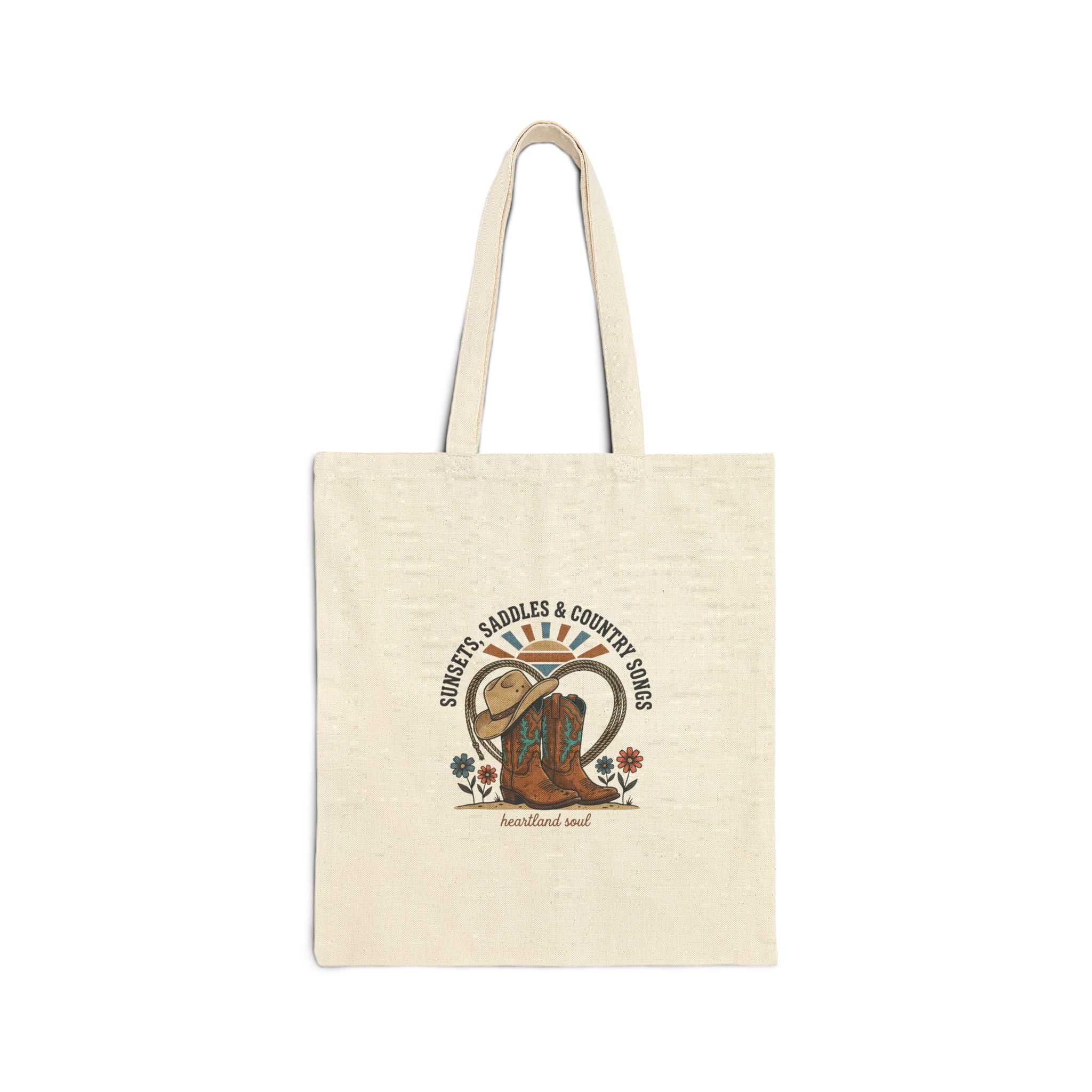 Cowgirl Boots & Hat Tote, western prairie rustic canvas bag | ranch rodeo vintage