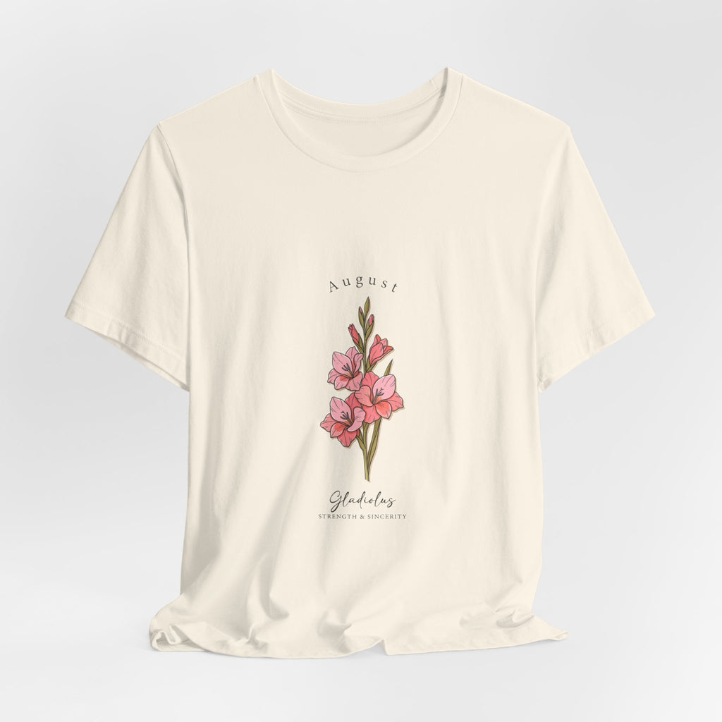 August Gladiolus Birth Month Flower Tee | Botanical Watercolor, Personalized